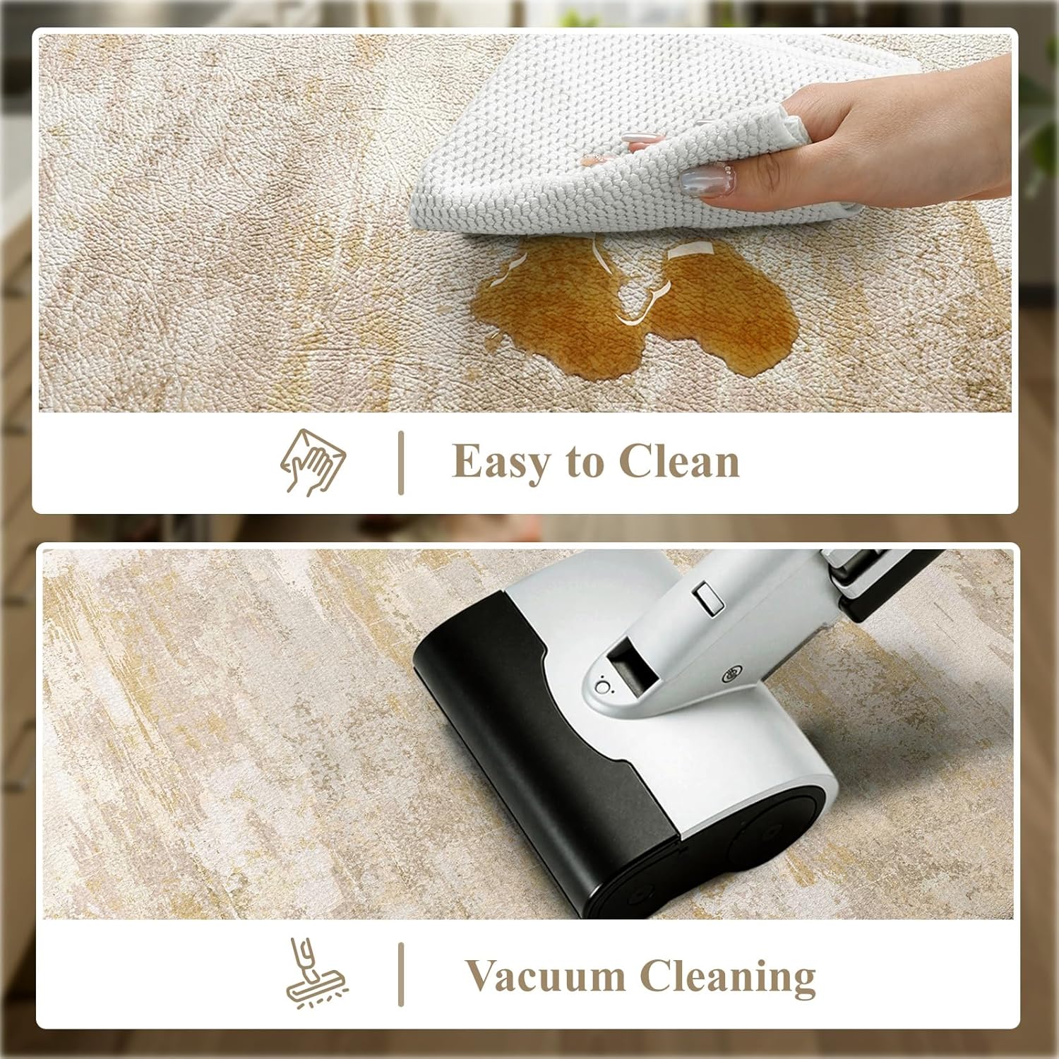 Collive Kitchen Mats Cushioned Anti Fatigue, Abstract Kitchens Floor Mat Non Slip Desk Rugs Waterproof, Beige Memory Foam Comfort Standing Rug for Sink, Home Decor, 17"x59"+17"x29"