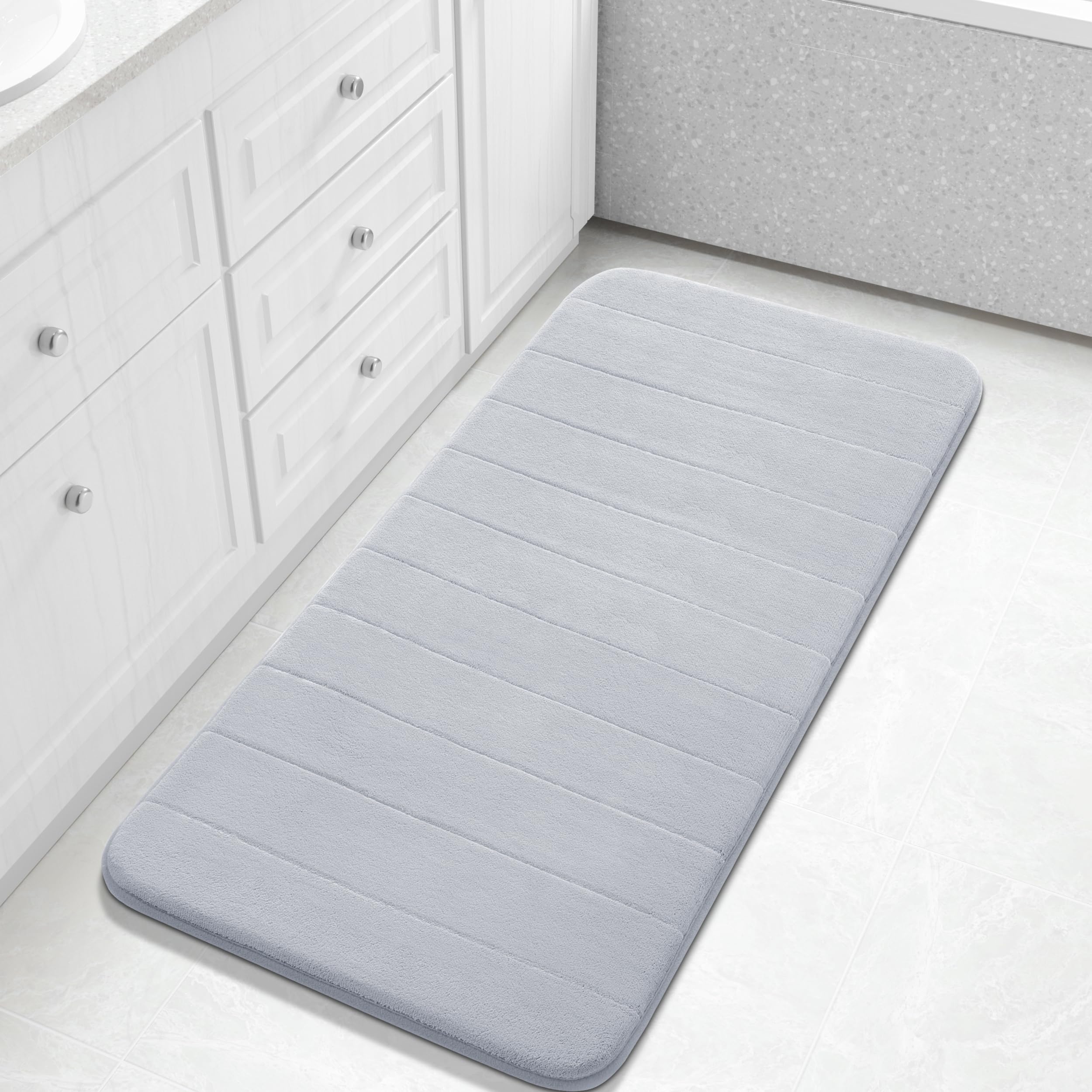 Yimobra Large Bath Mat 36"x24", Super Soft Quick Dry Memory Foam Bathroom Rug, Water Absorbent, Non Slip Backing Machine Washable for Tub Shower, Thick Comfort Support, Cream