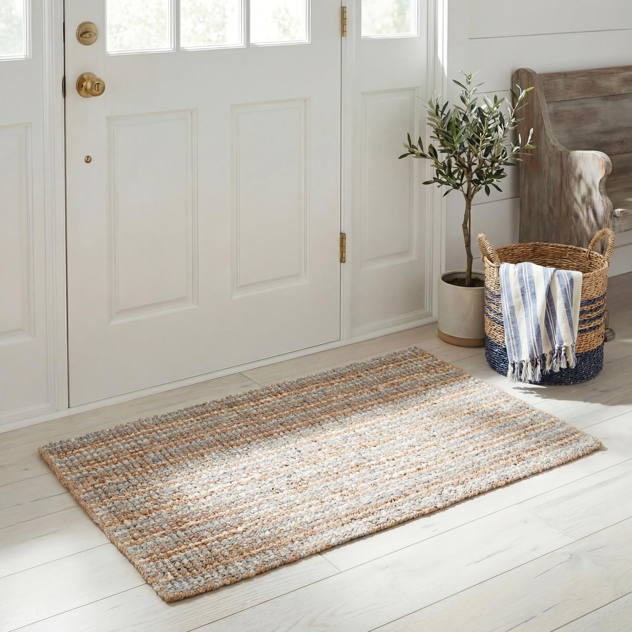 SAFAVIEH Area Rug 9x12 - Natural Fiber Collection - Large - Natural Brown, Handmade Jute, Farmhouse Style, Chunky Textured Thick Pile (NF447A)