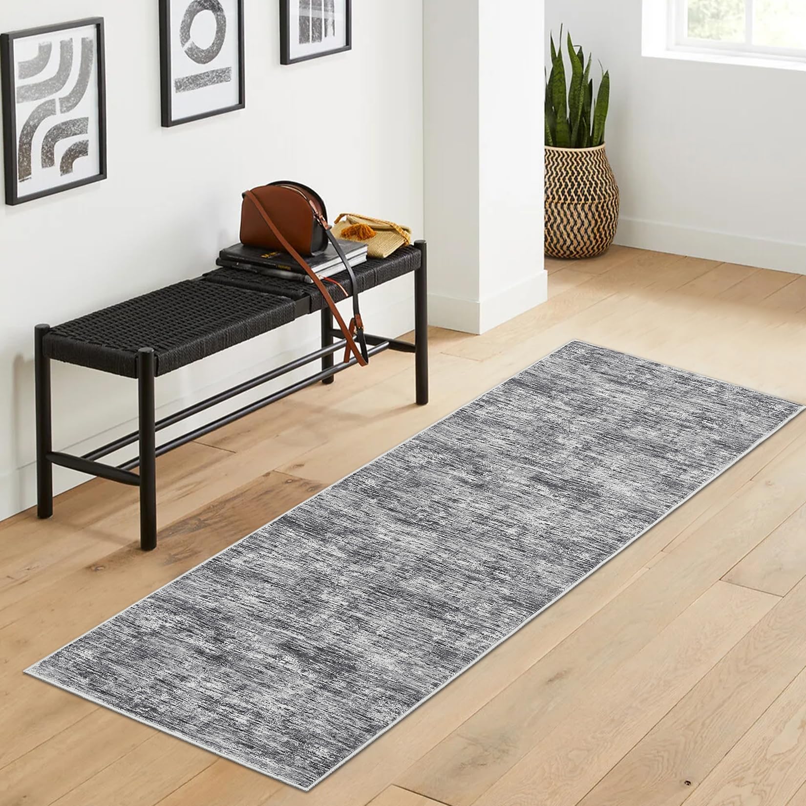 RUGSREAL 8x10 Washable Rug for Living Room Non-Slip Modern Abstract Area Rug Stain Resistant Large Bedroom Rug Contemporary Accent Throw Floor Carpet Solid Rug for Dining Room Home Decor, Beige