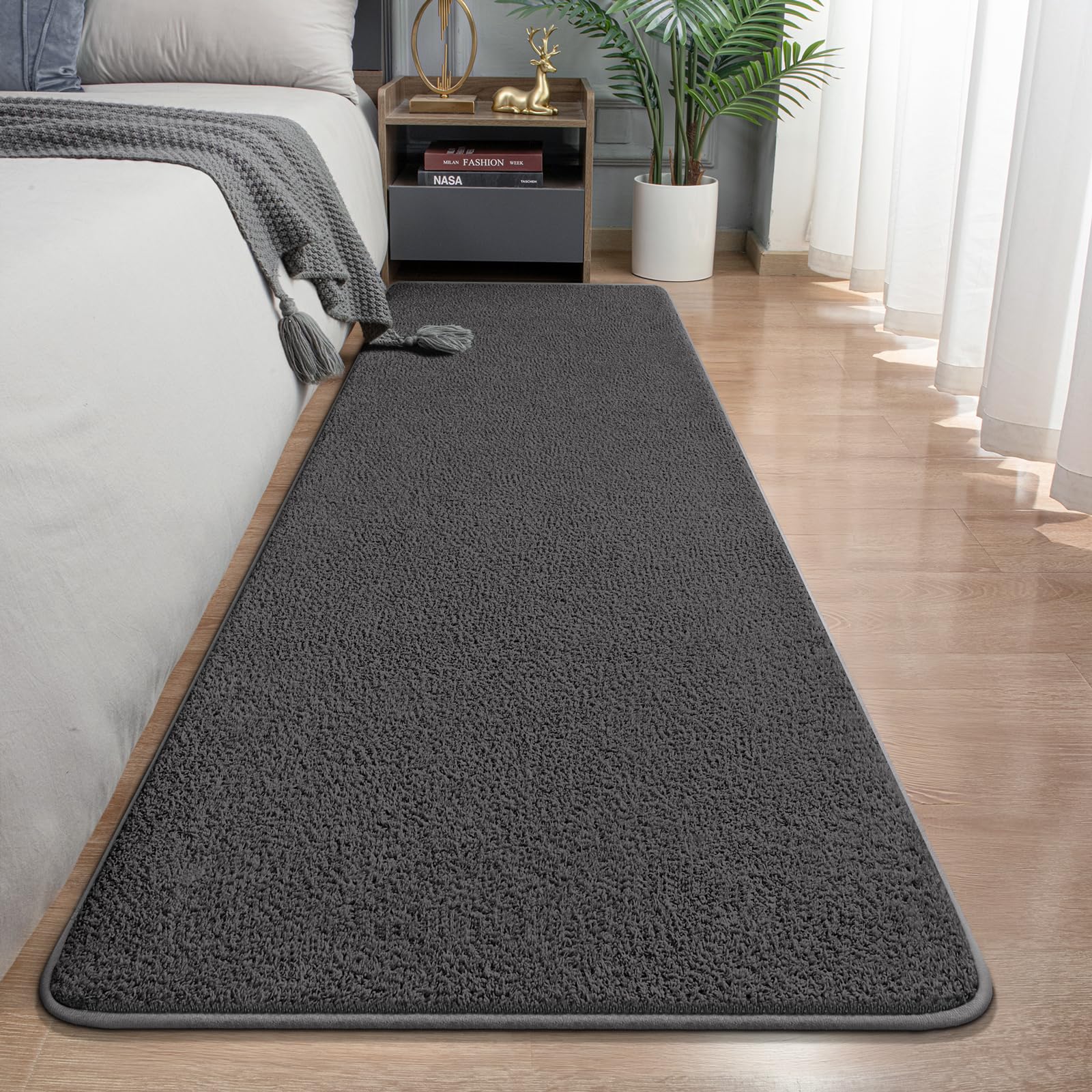 Large Modern Area Rugs for Living Room Bedroom, 6x9 Feet Dark Grey Ultra Soft Solid Thickened Memory Foam Indoor Minimalist Carpets, Non-Slip Comfy Rugs for Boys Girls Nursery Kids Room Home Décor