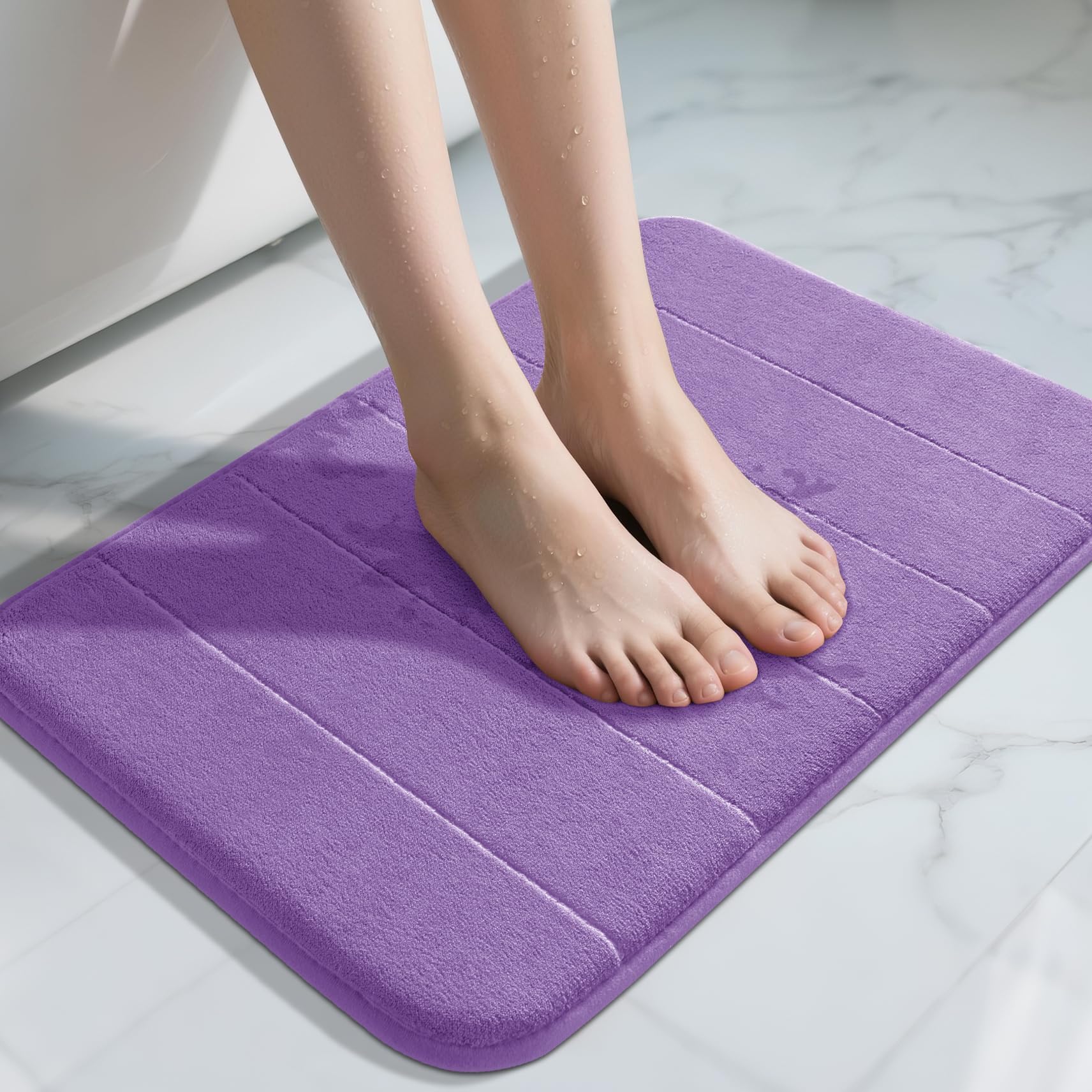 Yimobra Large Bath Mat 36"x24", Super Soft Quick Dry Memory Foam Bathroom Rug, Water Absorbent, Non Slip Backing Machine Washable for Tub Shower, Thick Comfort Support, Cream