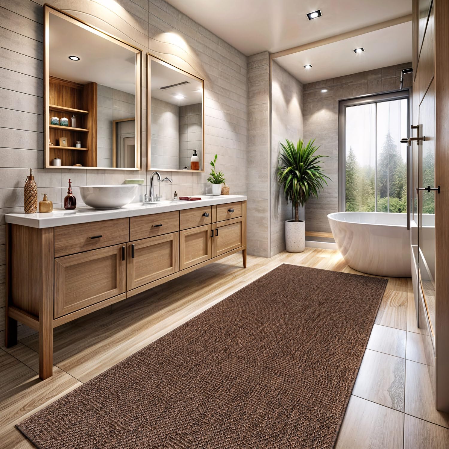 CAMILSON Easy Jute Rug 5x7, Indoor Outdoor Natural Color Fiber Area Rugs for Living Room Patio and Kitchen Rug Herringbone Seagrass Woven Design Easy-Cleaning Washable Outside Carpet Alfombras 5 x 7