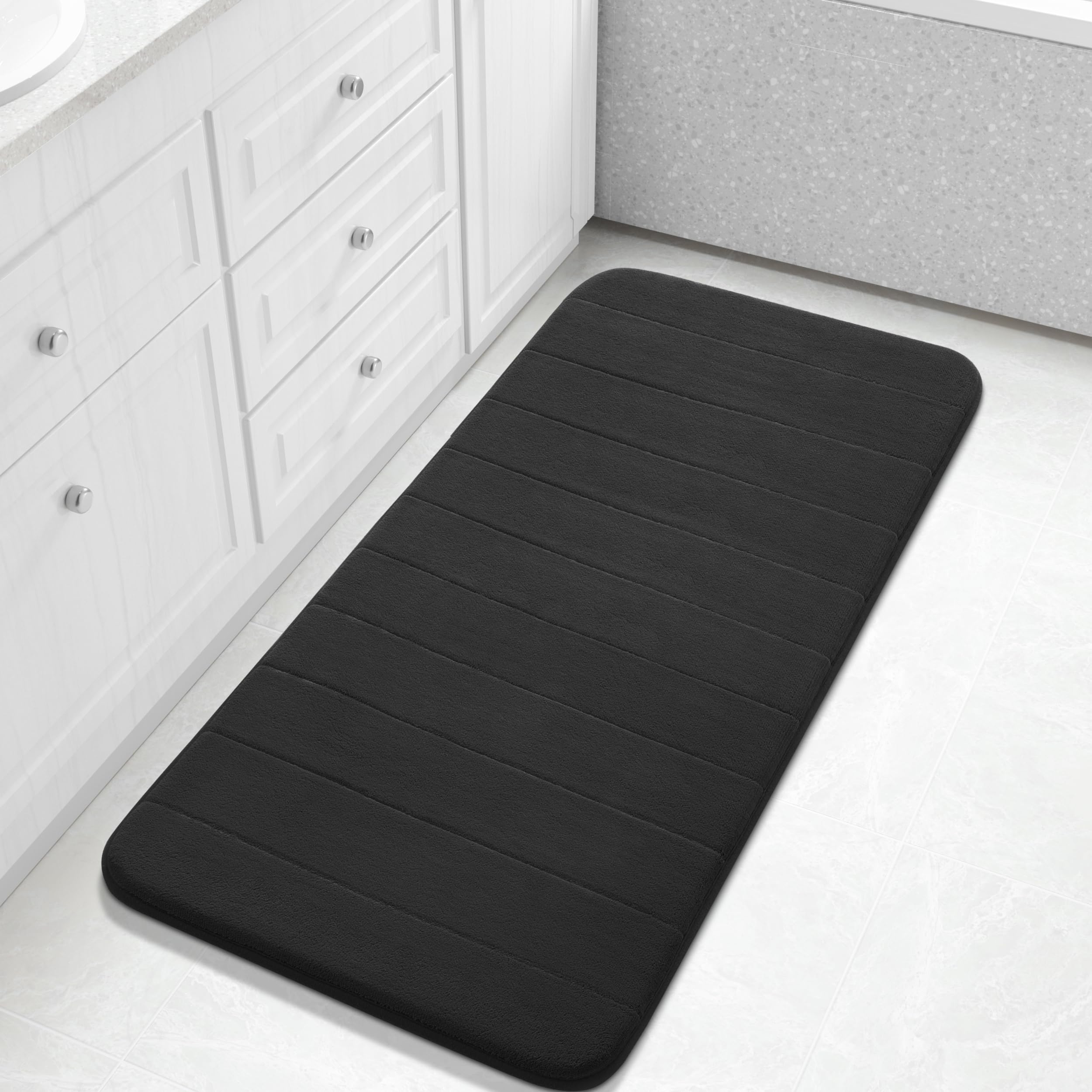 Yimobra Large Bath Mat 36"x24", Super Soft Quick Dry Memory Foam Bathroom Rug, Water Absorbent, Non Slip Backing Machine Washable for Tub Shower, Thick Comfort Support, Cream