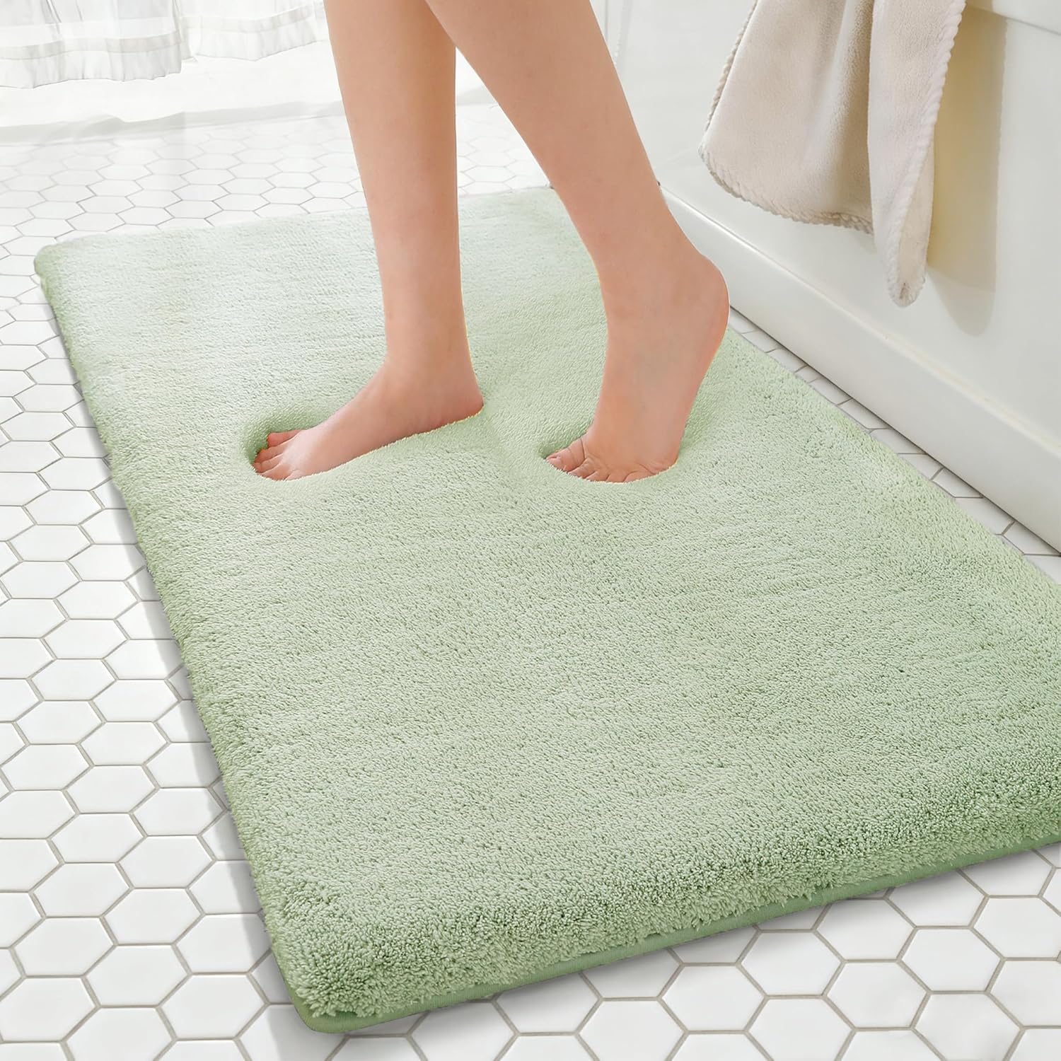 MINIDEAR Bathroom Rugs 36x24 Light Gray - Thick Memory Foam Bath Mat, Ultra Soft & Plush Fluffy, Non-Slip, Quick Dry, Absorbent Washable Floor Microfiber Mat for Tub, Home Decor Accessories