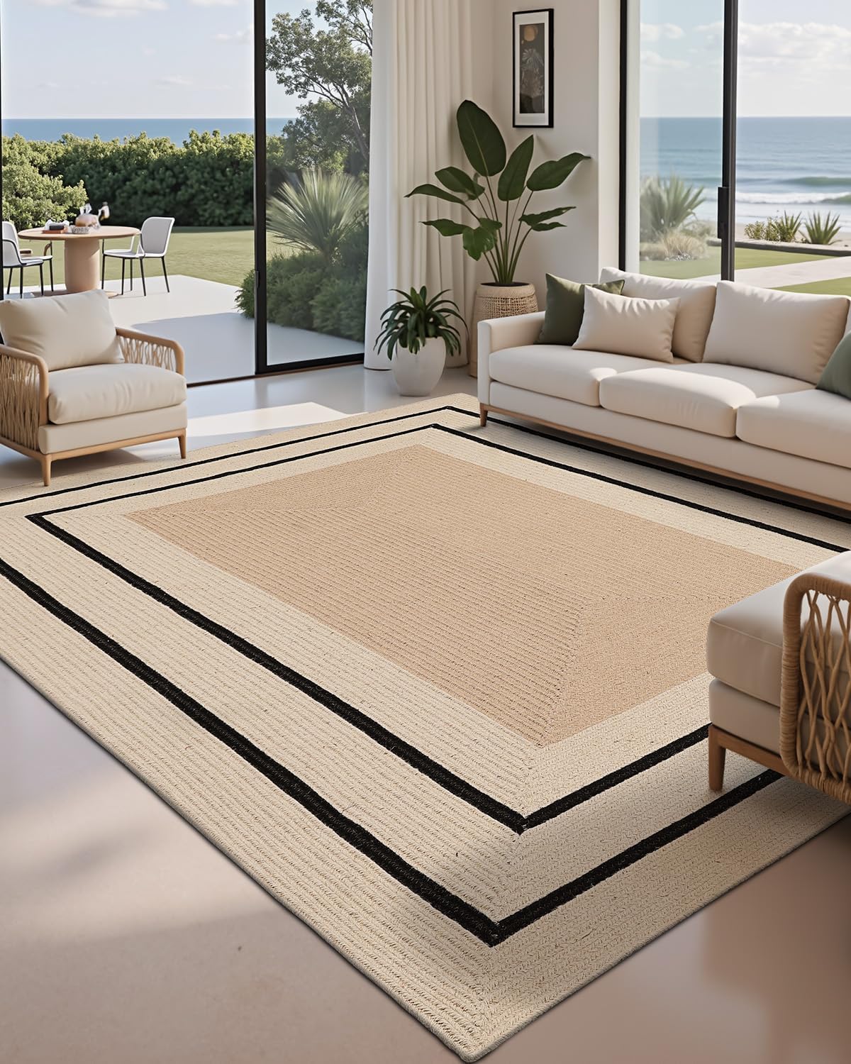 LUMI 5x8 Jute Area Rug for Living Room, Natural Braided Woven Rugs Non Slip, Neutral Carpets No Shedding, Durable for High Traffic, Dining Room, Indoor, Outdoor, Patio