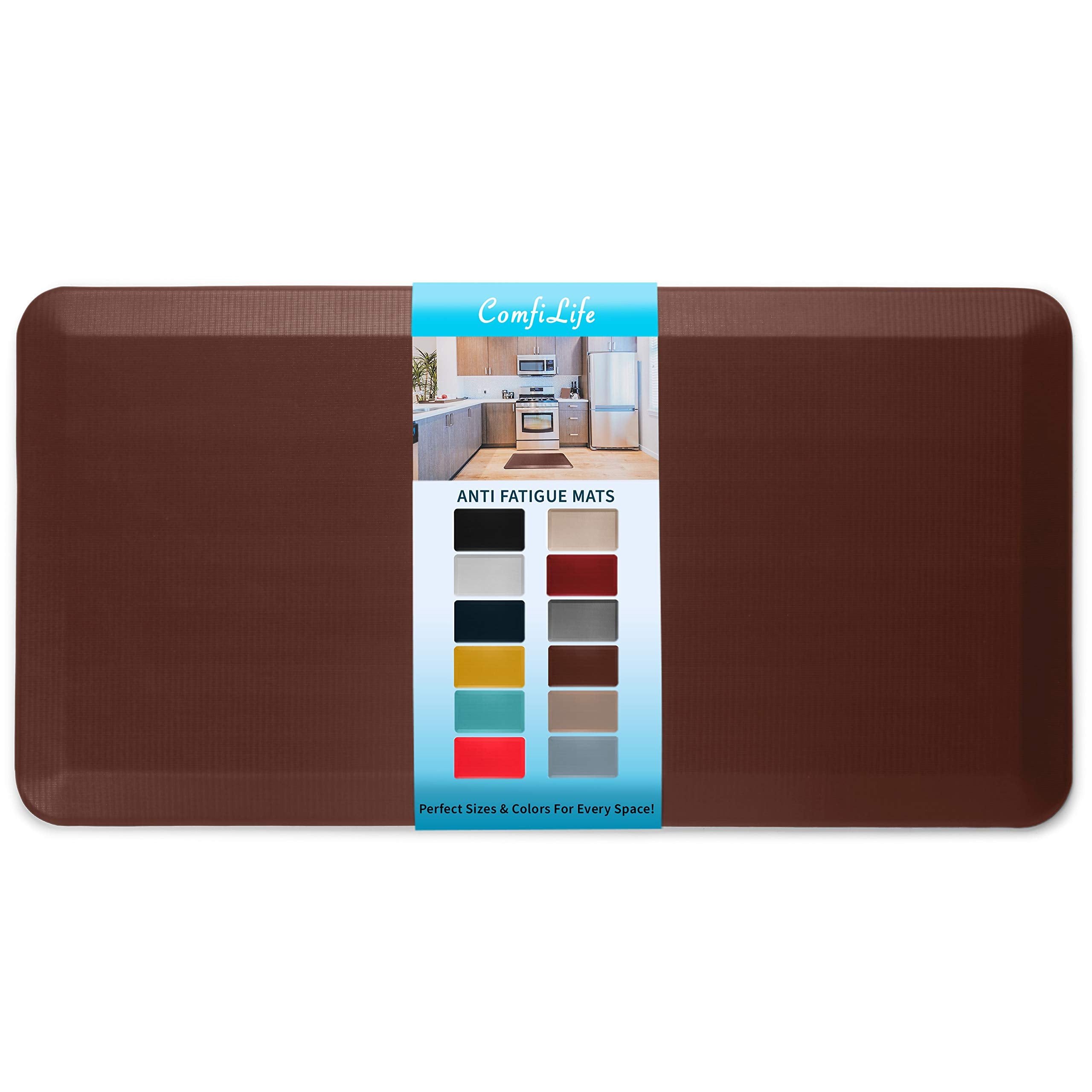 ComfiLife Anti Fatigue Floor Mat – 3/4 Inch Thick Kitchen Mats for Floor, Standing Desk Mat, Kitchen Rug – Comfort at Home, Office – Durable – Stain Resistant – Non-Slip Bottom (20" x 32", Black)