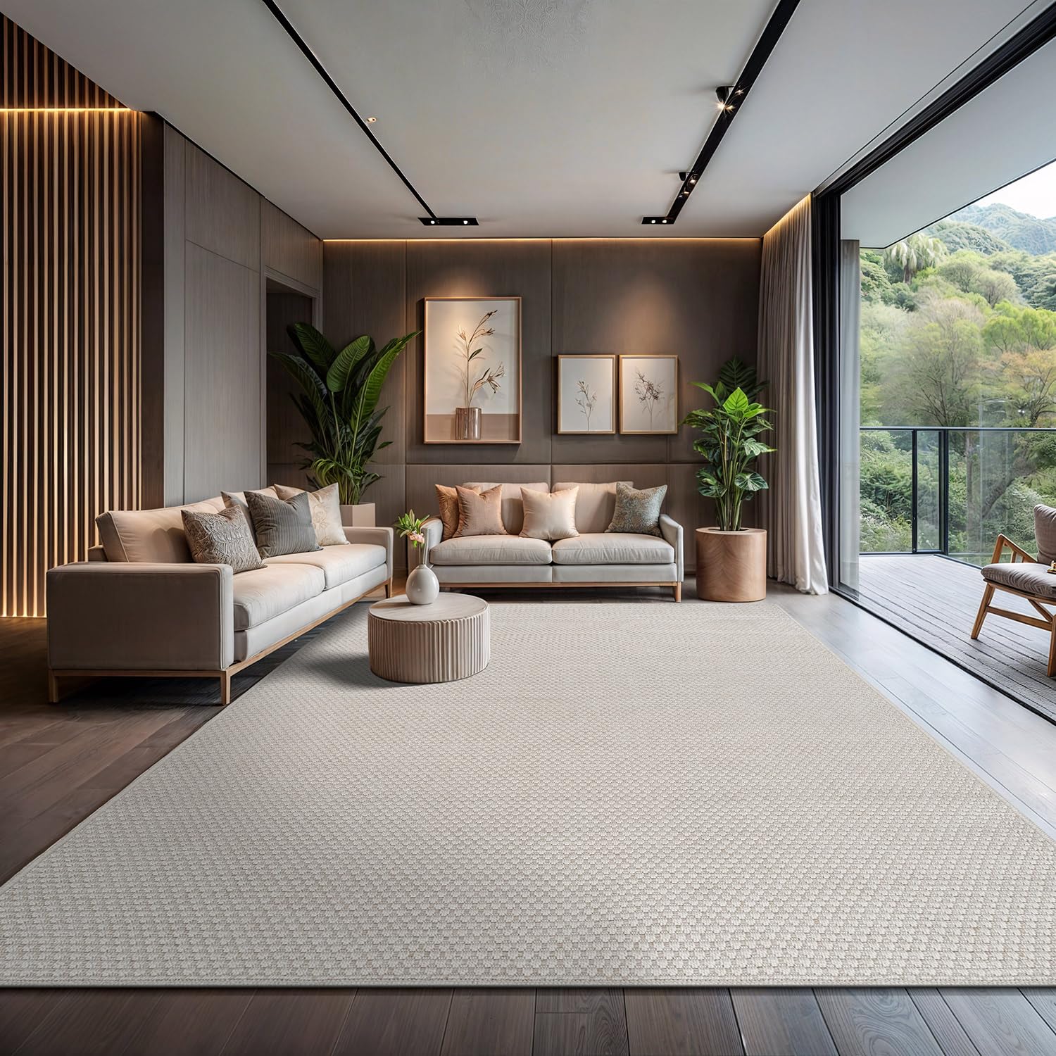 CAMILSON Easy Jute Rug 5x7, Indoor Outdoor Natural Color Fiber Area Rugs for Living Room Patio and Kitchen Rug Herringbone Seagrass Woven Design Easy-Cleaning Washable Outside Carpet Alfombras 5 x 7