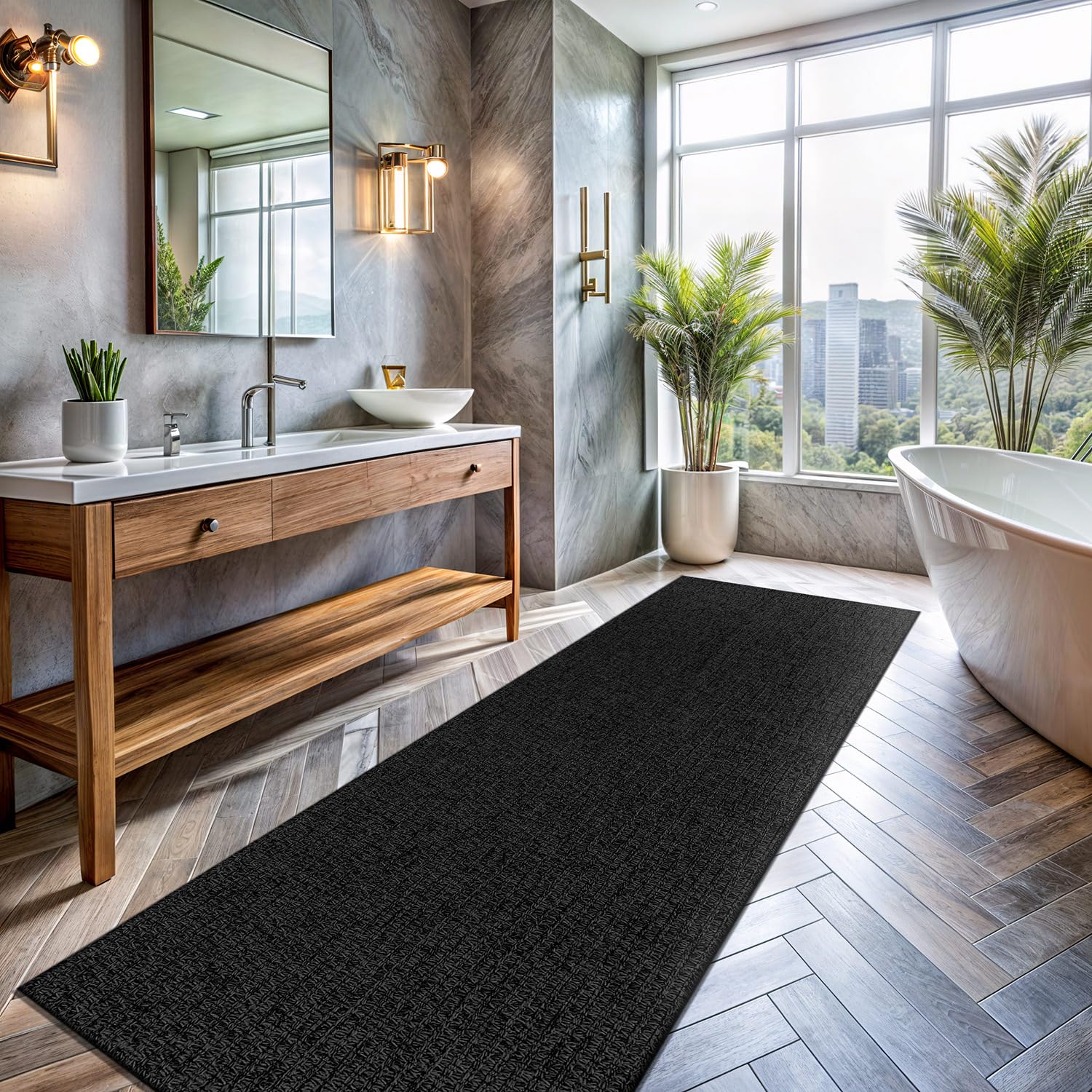 Washable Easy Jute Rug 5x7, Indoor Outdoor Rugs Natural Color Farmhouse Area Rugs for Living Room, Kitchen, High Traffic Area, Easy to Clean Solid Boho Woven Design Outside Carpet (5 X 7 Natural)