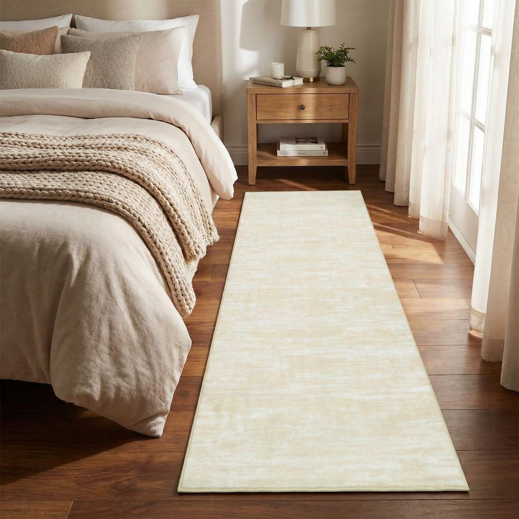 Garvee Modern Solid Rugs for Living Room 8x10 Washable Rug Large Non Slip Low Pile Foldable Carpet Ultra Soft Non-Shedding Stain-Resistant Floor Mat for Bedroom Playroom Nursery Office Dorm Cream