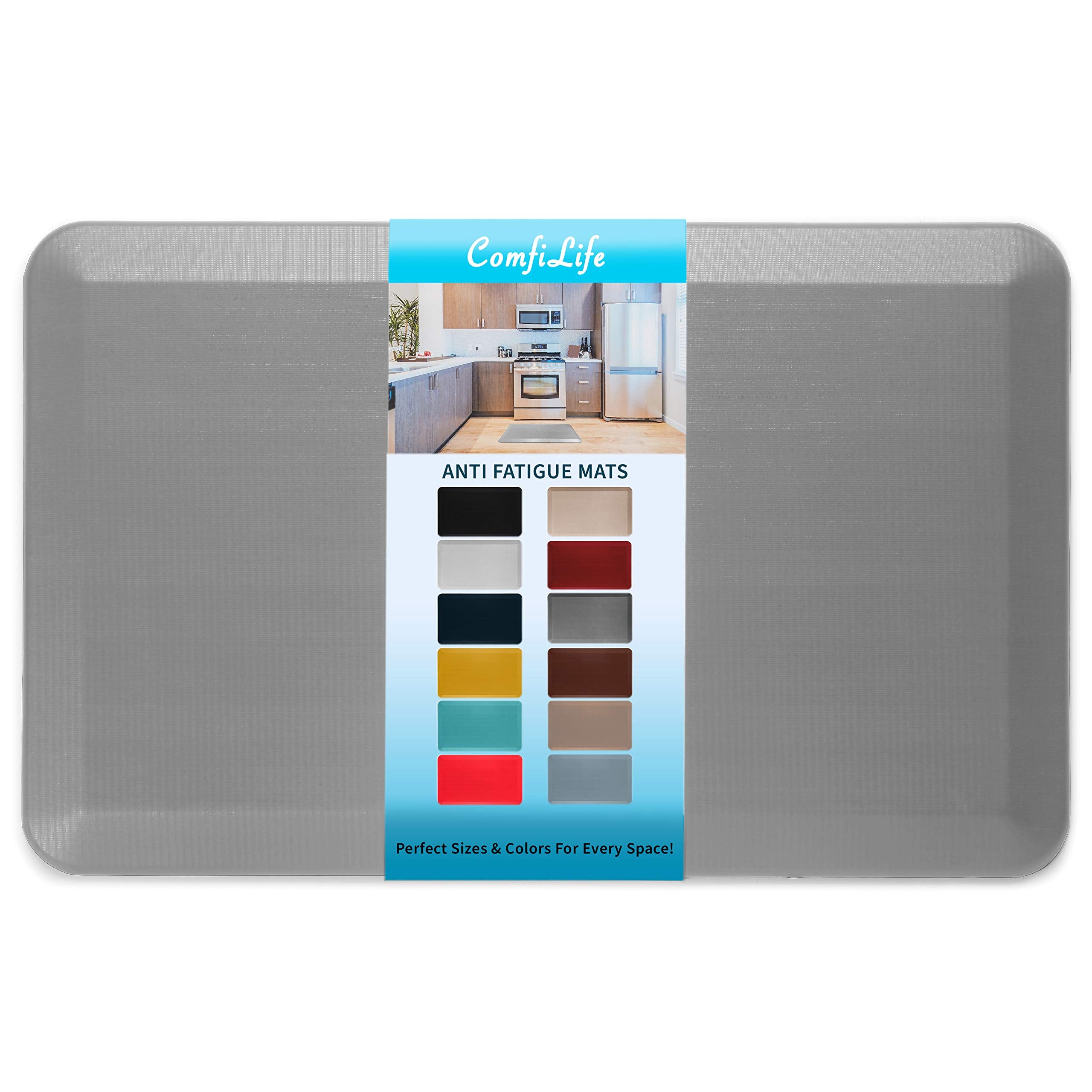 ComfiLife Anti Fatigue Floor Mat – 3/4 Inch Thick Kitchen Mats for Floor, Standing Desk Mat, Kitchen Rug – Comfort at Home, Office – Durable – Stain Resistant – Non-Slip Bottom (20" x 32", Black)