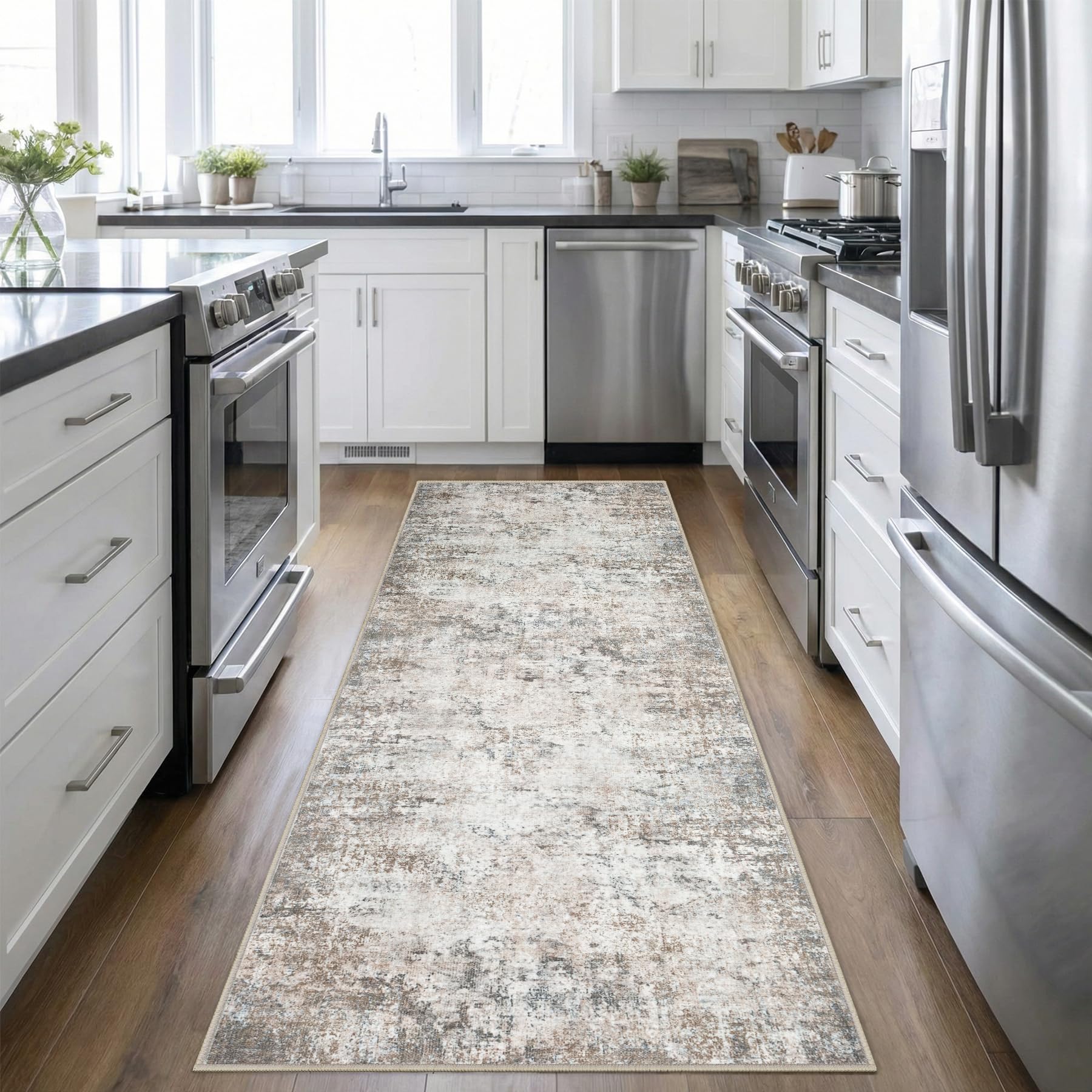 5x7 Area Rug Living Room Rug: Washable Modern Abstract Soft Thin Rug Indoor Floor No Slip Stain Resistant Carpet for Bedroom Dining Room Farmhouse Nursery Home Office - Black