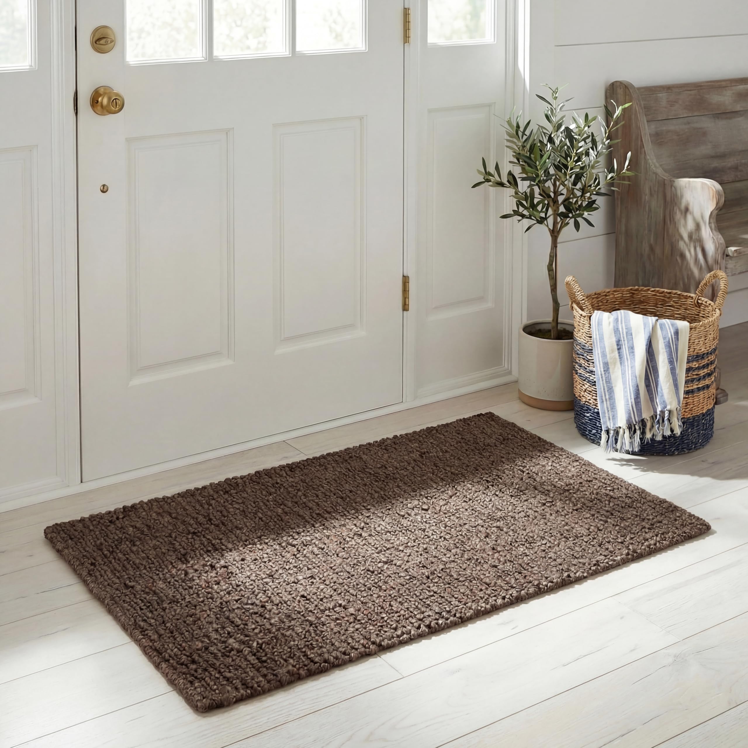 SAFAVIEH Area Rug 9x12 - Natural Fiber Collection - Large - Natural Brown, Handmade Jute, Farmhouse Style, Chunky Textured Thick Pile (NF447A)