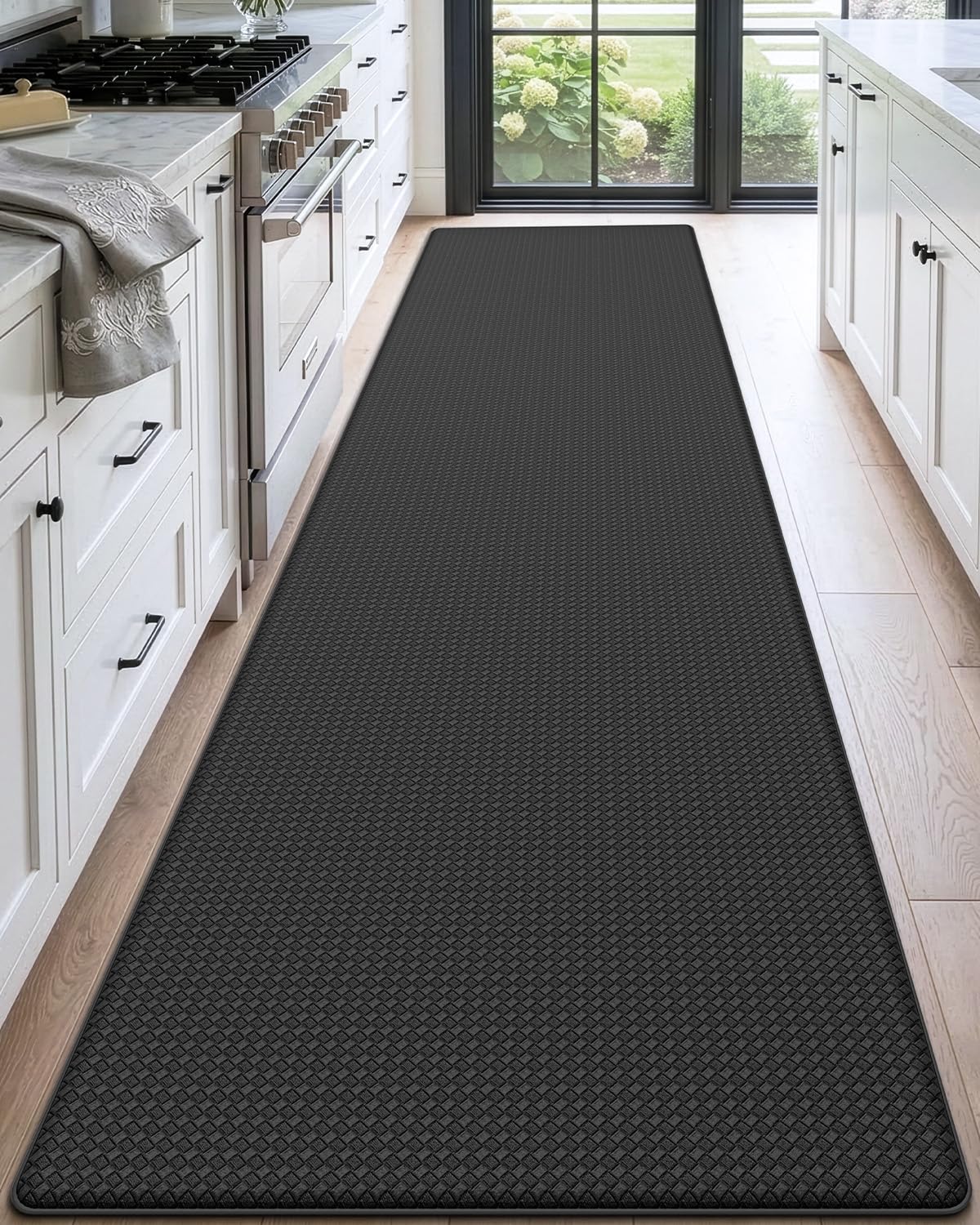 DEXI Kitchen Floor Mats Cushioned Anti Fatigue,17x59, Standing Runner Rug Waterproof, Comfort Memory Foam Padded for Front Sink Laundry, Black