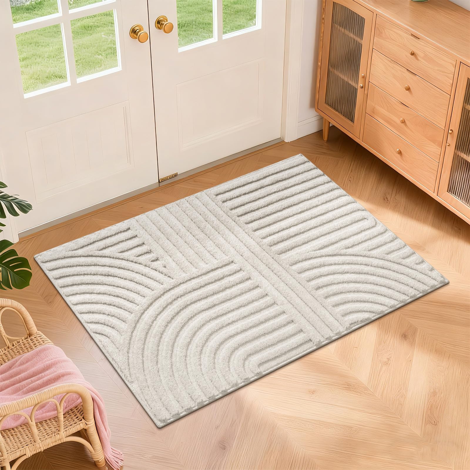 Pauwer 9x12 Washable Area Rugs for Living Room Modern Beige Solid Color Soft Fluffy Rugs for Bedroom Non Slip Boho Accent Indoor Mat Floor Carpet Cover for Kids Room Dining Room Kitchen Office