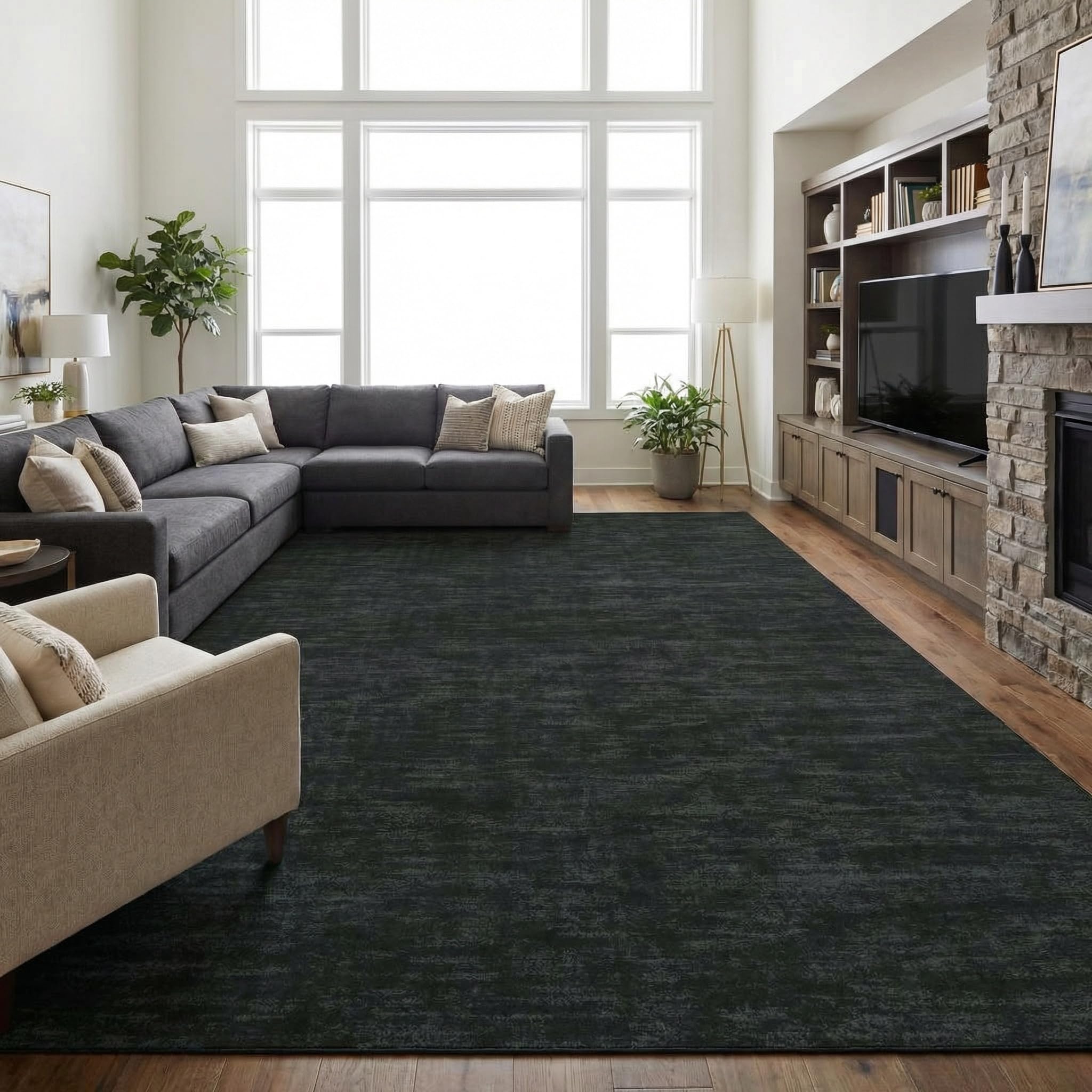 Garvee Modern Solid Rugs for Living Room 8x10 Washable Rug Large Non Slip Low Pile Foldable Carpet Ultra Soft Non-Shedding Stain-Resistant Floor Mat for Bedroom Playroom Nursery Office Dorm Cream