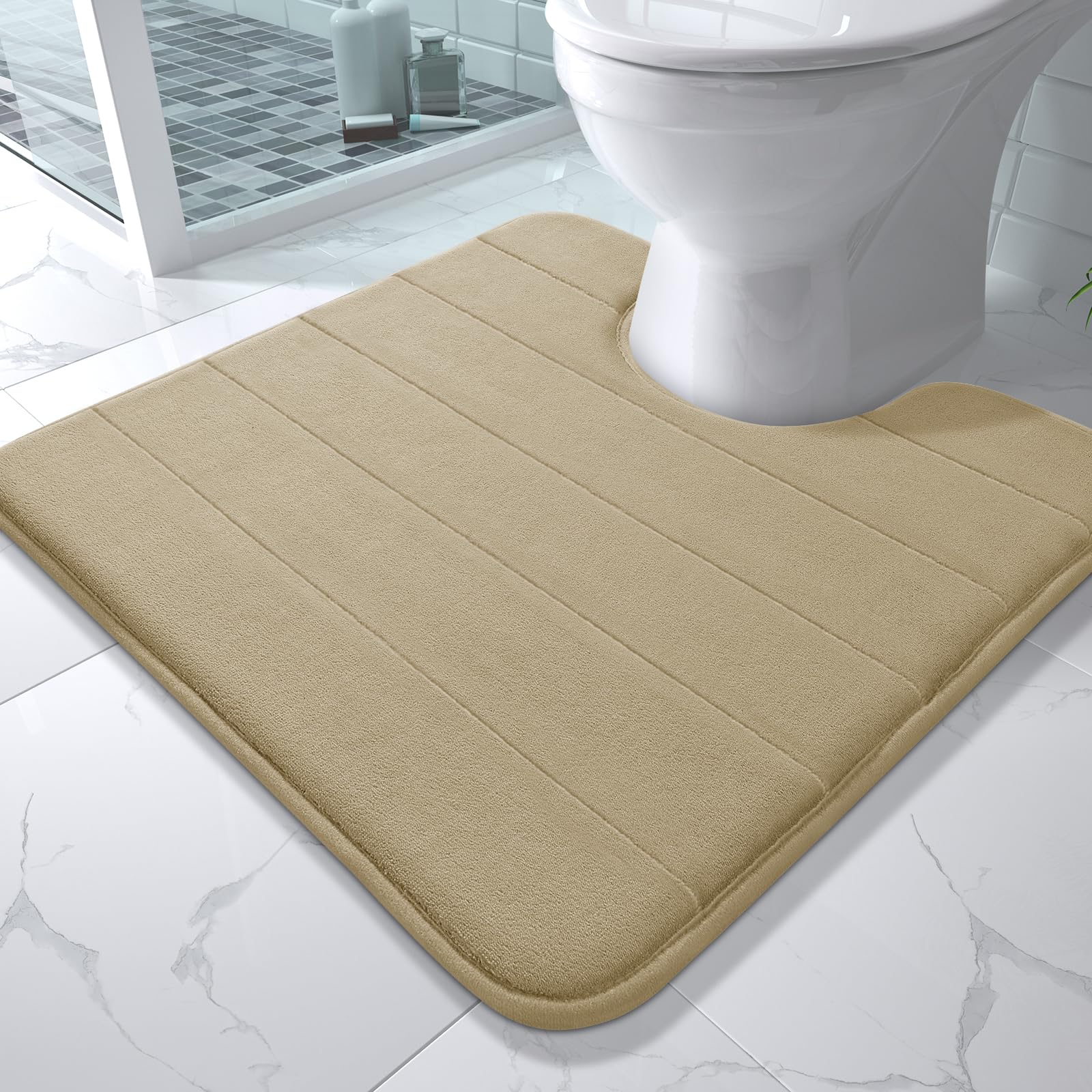 Yimobra Large Bath Mat 36"x24", Super Soft Quick Dry Memory Foam Bathroom Rug, Water Absorbent, Non Slip Backing Machine Washable for Tub Shower, Thick Comfort Support, Cream