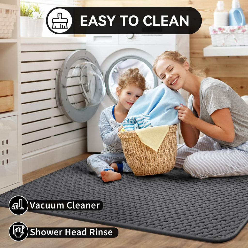 Bathroom Runner Rug Non Slip, Super Absorbent Quick Dry Long Bath Mat, Foam Weave Texture Rubber Backing Ultra Thin Bathroom Mats Fit Under Door Bathroom Floor Bathtub Shower, 16"x 47"