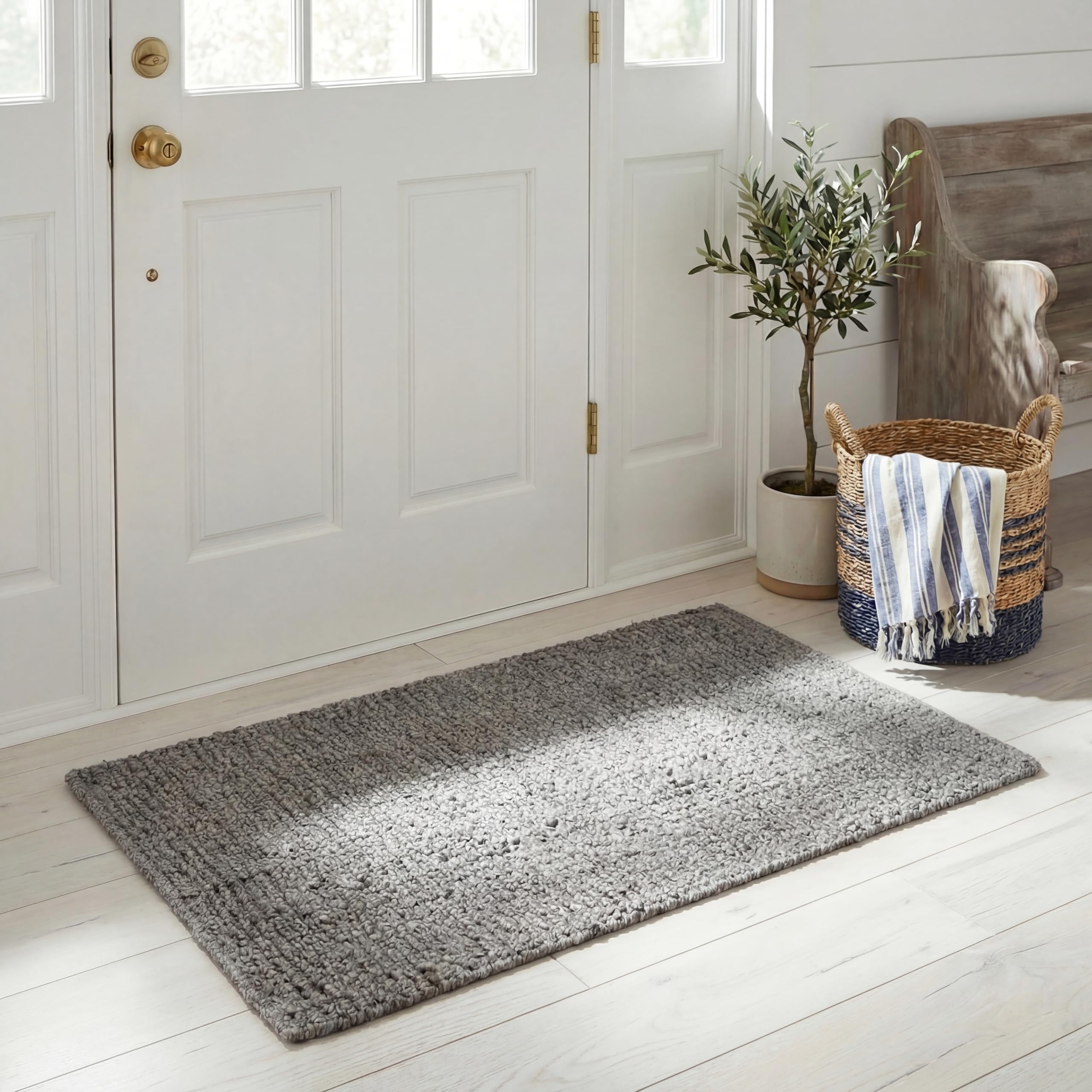 SAFAVIEH Area Rug 9x12 - Natural Fiber Collection - Large - Natural Brown, Handmade Jute, Farmhouse Style, Chunky Textured Thick Pile (NF447A)