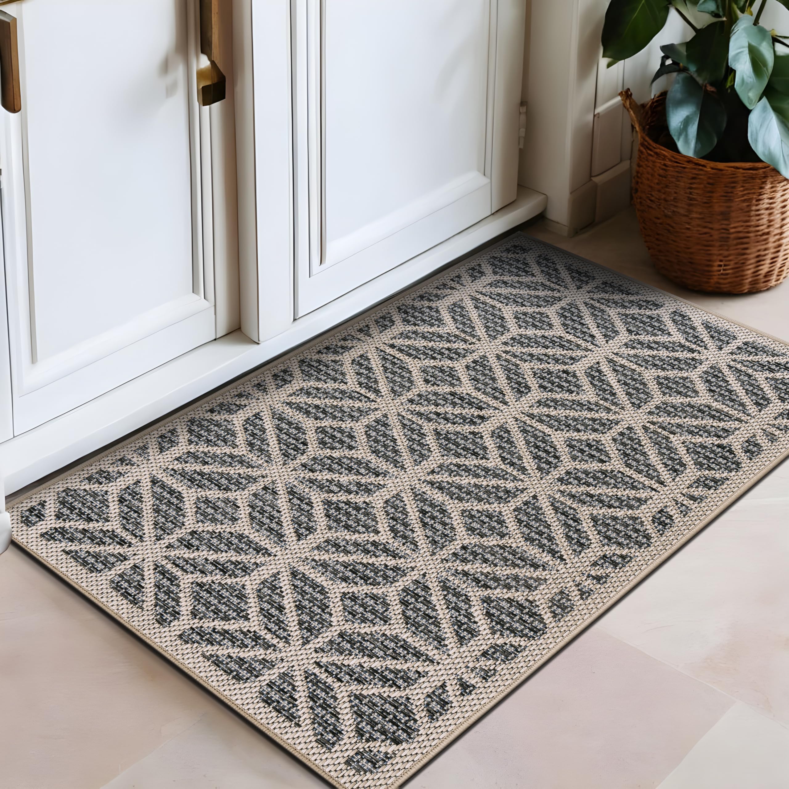 Rugshop Blue Contemporary Geometric Indoor/Outdoor Area Rug — Hose Washable for Living Room, Dining Room and Office, 7'10" x 10'