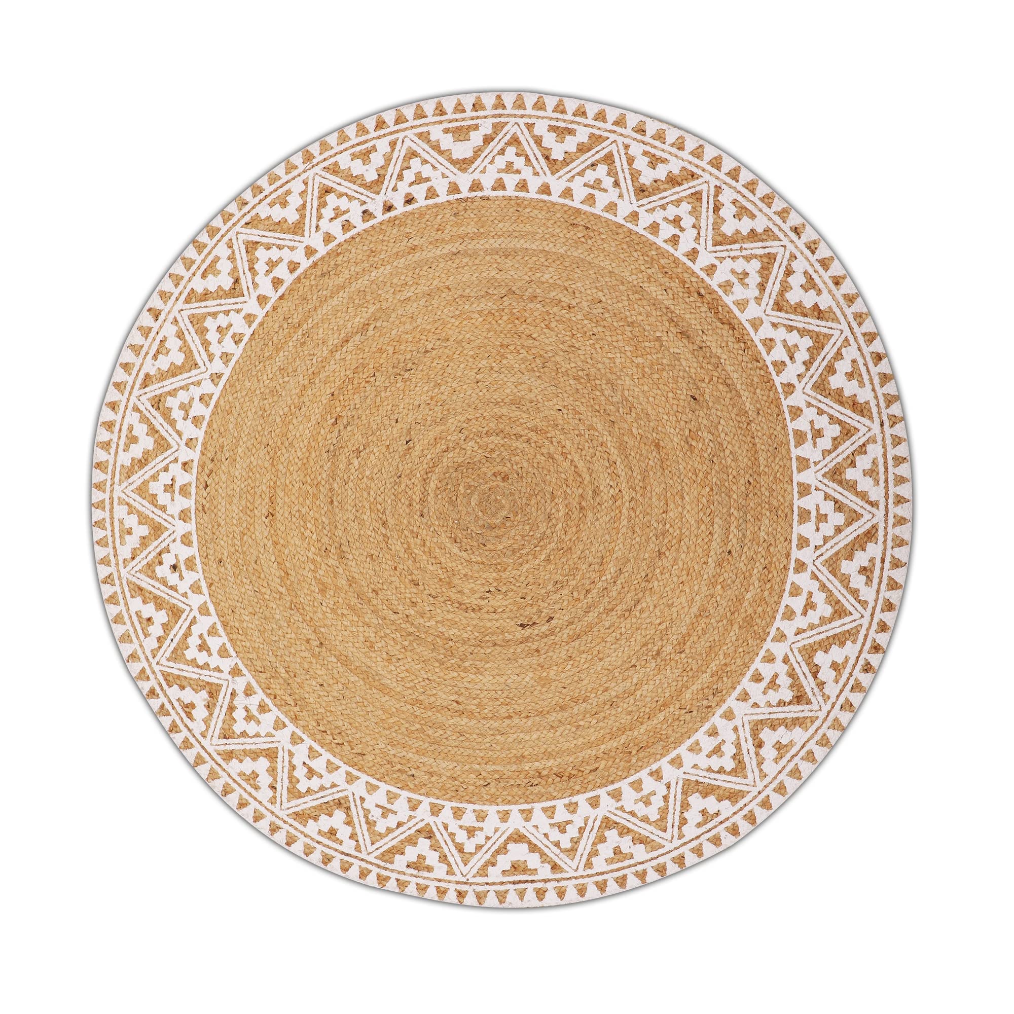 voyzz home 6X9 Feet-Oval, Premium Natural Jute High Traffic Braided Area Rug, Stain Resistance, Handmade Rug for Entryways, Living Room, Dining Room, Bedroom, Farmhouse (Natural & Grey & Ivory)