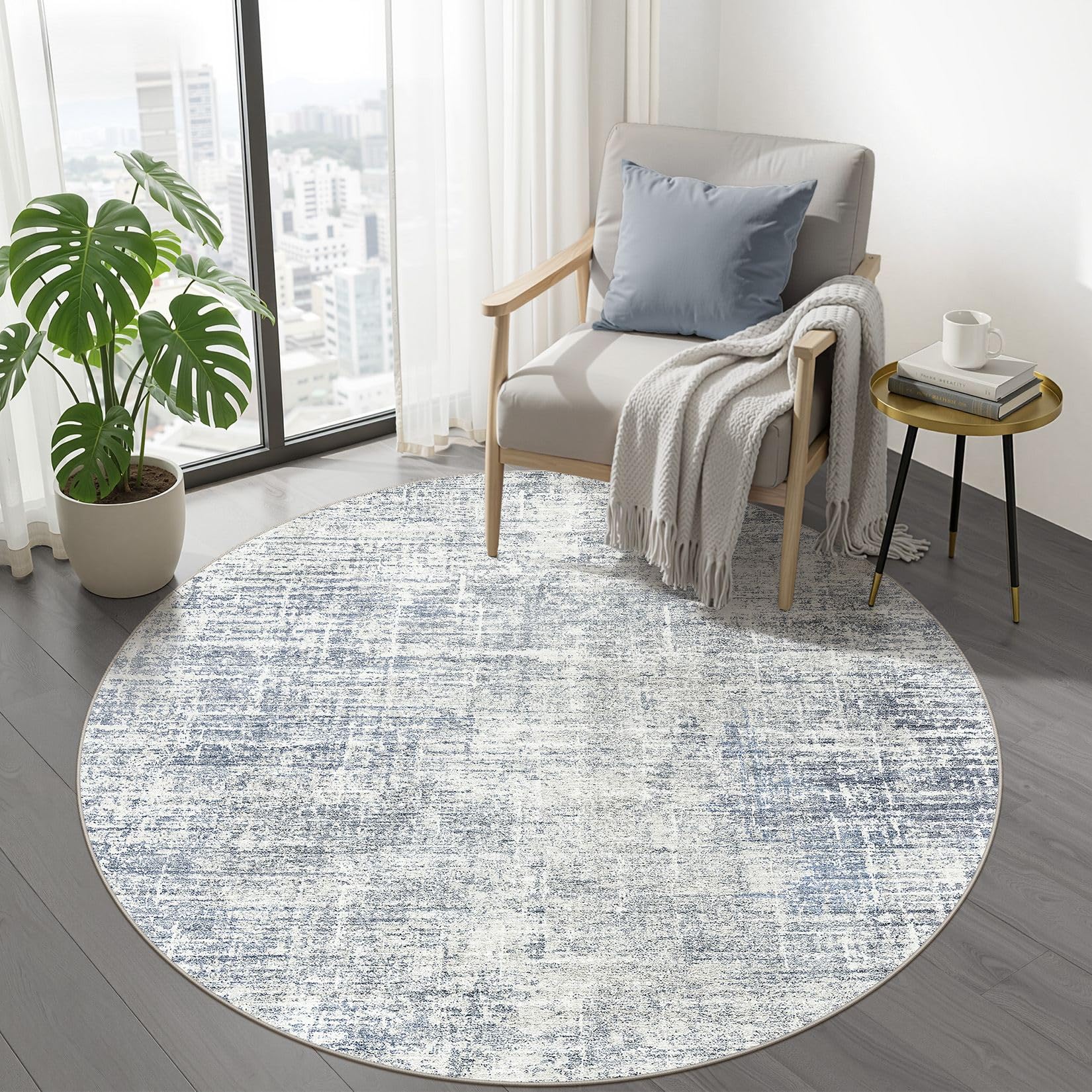 8x10 Area Rugs Living Room: Washable Large Neutral Brown Rug Abstract Soft Modern Stain Resistant Indoor Floor Non-Slip Carpet for Bedroom Nursery Kids Office Playroom Dining Room Under Table Home