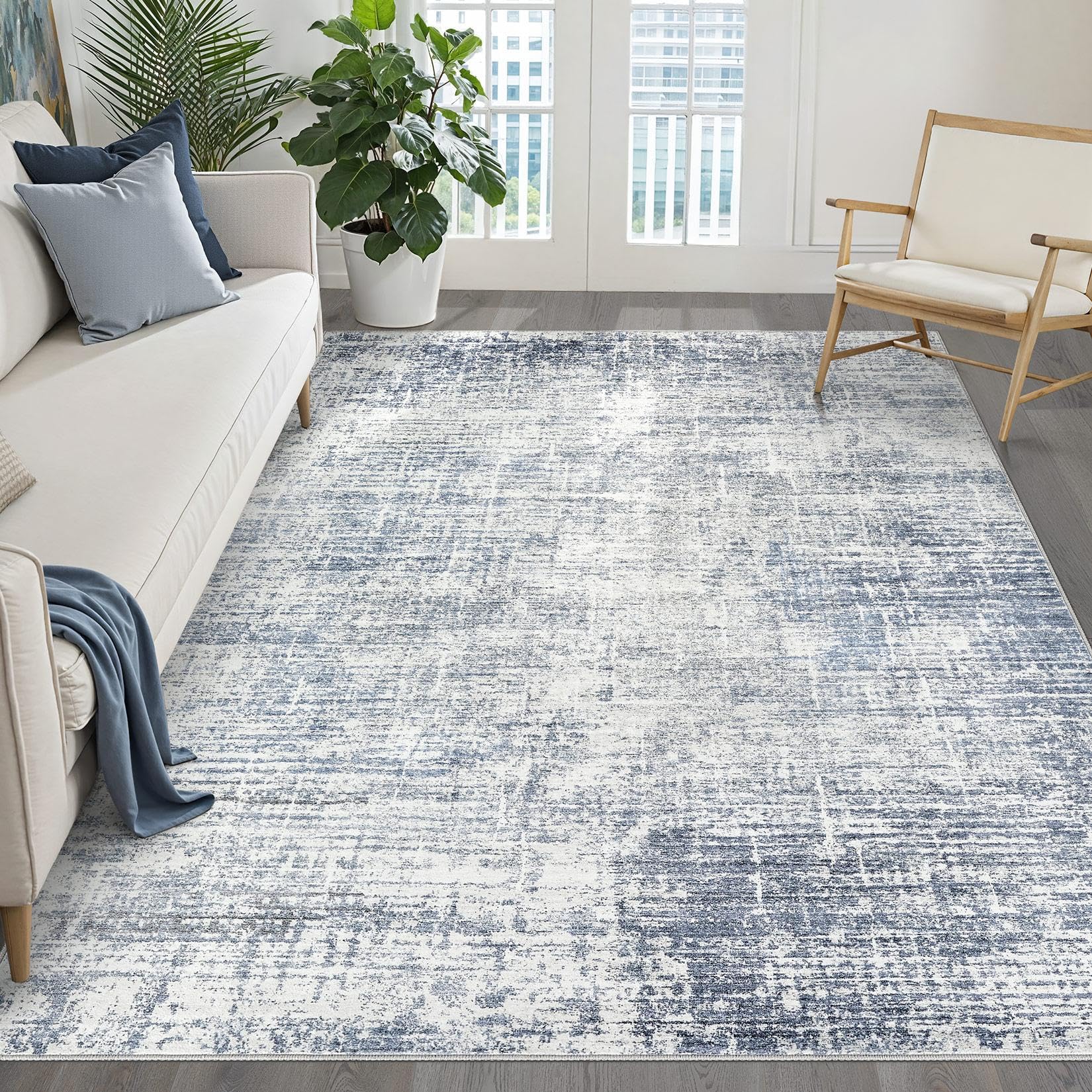 8x10 Area Rugs Living Room: Washable Large Neutral Brown Rug Abstract Soft Modern Stain Resistant Indoor Floor Non-Slip Carpet for Bedroom Nursery Kids Office Playroom Dining Room Under Table Home