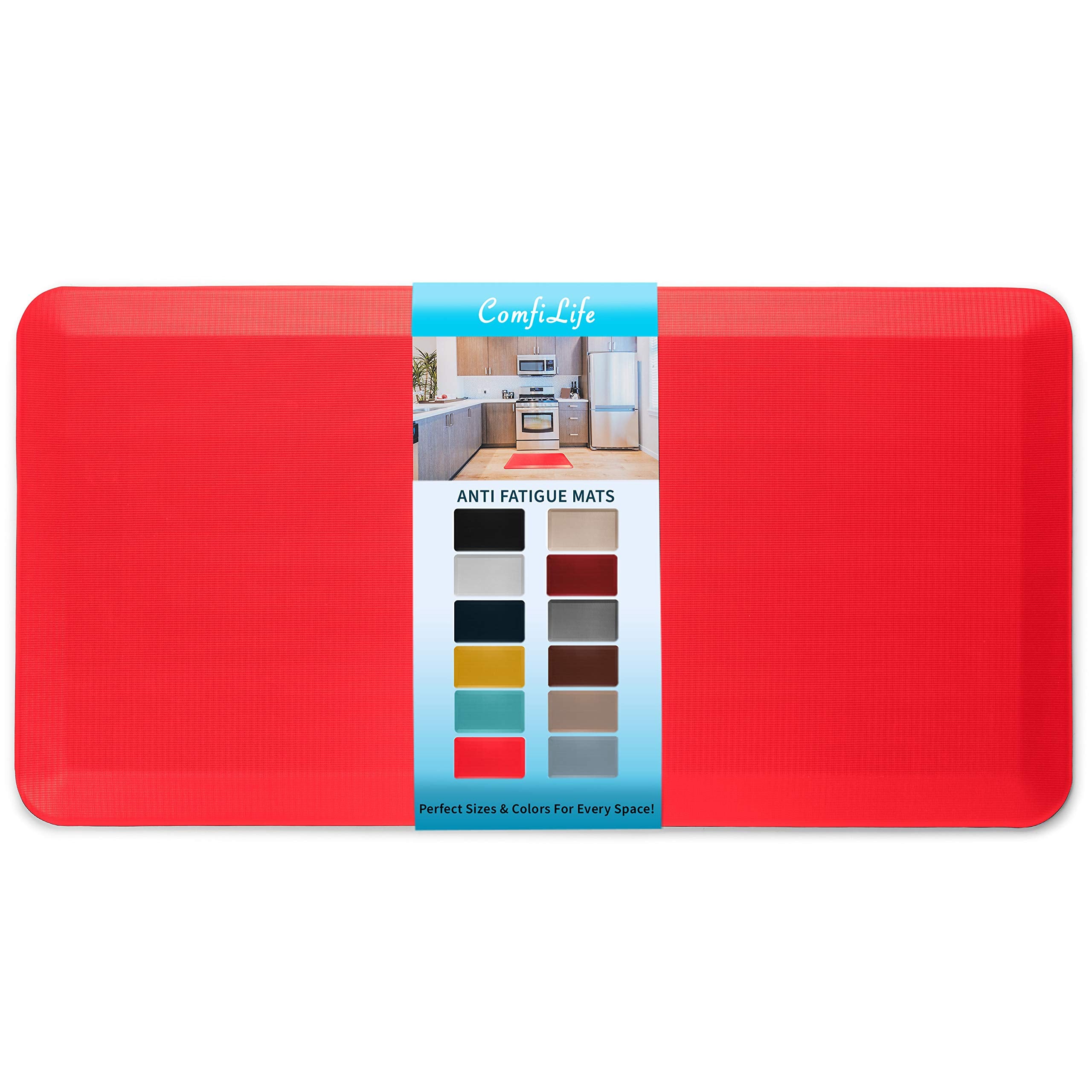 ComfiLife Anti Fatigue Floor Mat – 3/4 Inch Thick Kitchen Mats for Floor, Standing Desk Mat, Kitchen Rug – Comfort at Home, Office – Durable – Stain Resistant – Non-Slip Bottom (20" x 32", Black)