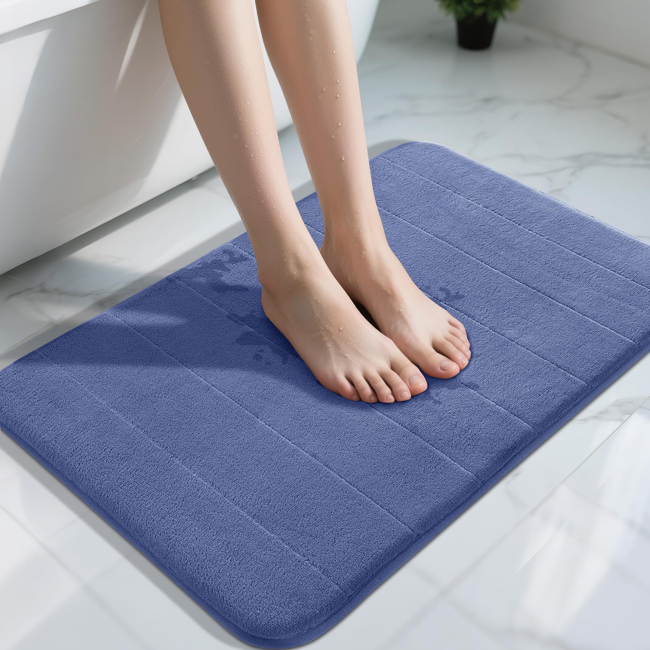 Yimobra Large Bath Mat 36"x24", Super Soft Quick Dry Memory Foam Bathroom Rug, Water Absorbent, Non Slip Backing Machine Washable for Tub Shower, Thick Comfort Support, Cream