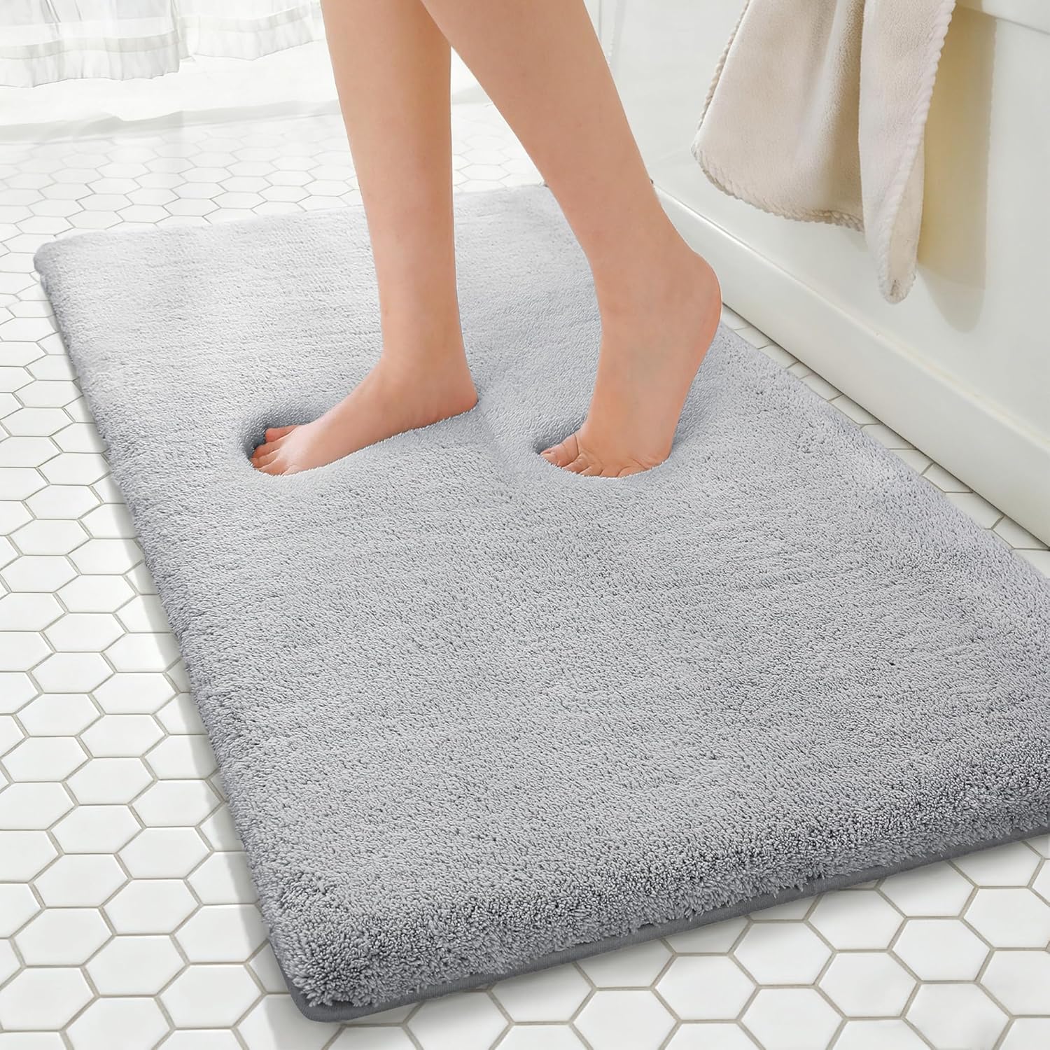MINIDEAR Bathroom Rugs 36x24 Light Gray - Thick Memory Foam Bath Mat, Ultra Soft & Plush Fluffy, Non-Slip, Quick Dry, Absorbent Washable Floor Microfiber Mat for Tub, Home Decor Accessories