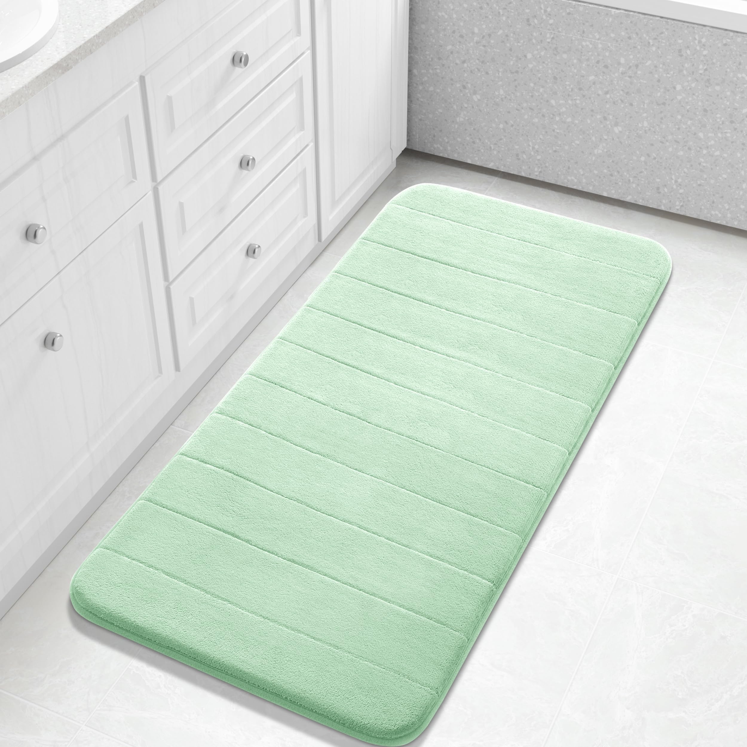 Yimobra Large Bath Mat 36"x24", Super Soft Quick Dry Memory Foam Bathroom Rug, Water Absorbent, Non Slip Backing Machine Washable for Tub Shower, Thick Comfort Support, Cream