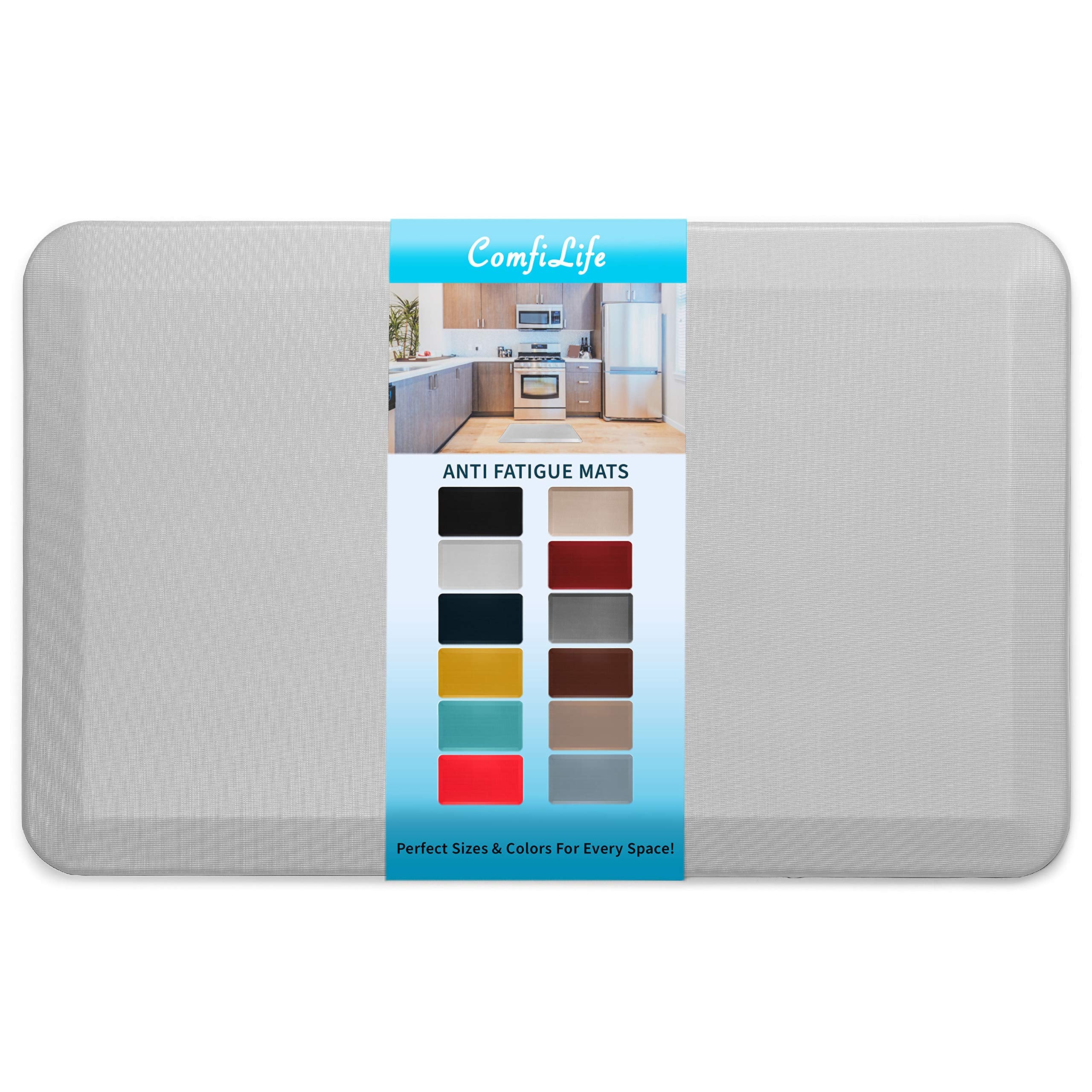 ComfiLife Anti Fatigue Floor Mat – 3/4 Inch Thick Kitchen Mats for Floor, Standing Desk Mat, Kitchen Rug – Comfort at Home, Office – Durable – Stain Resistant – Non-Slip Bottom (20" x 32", Black)