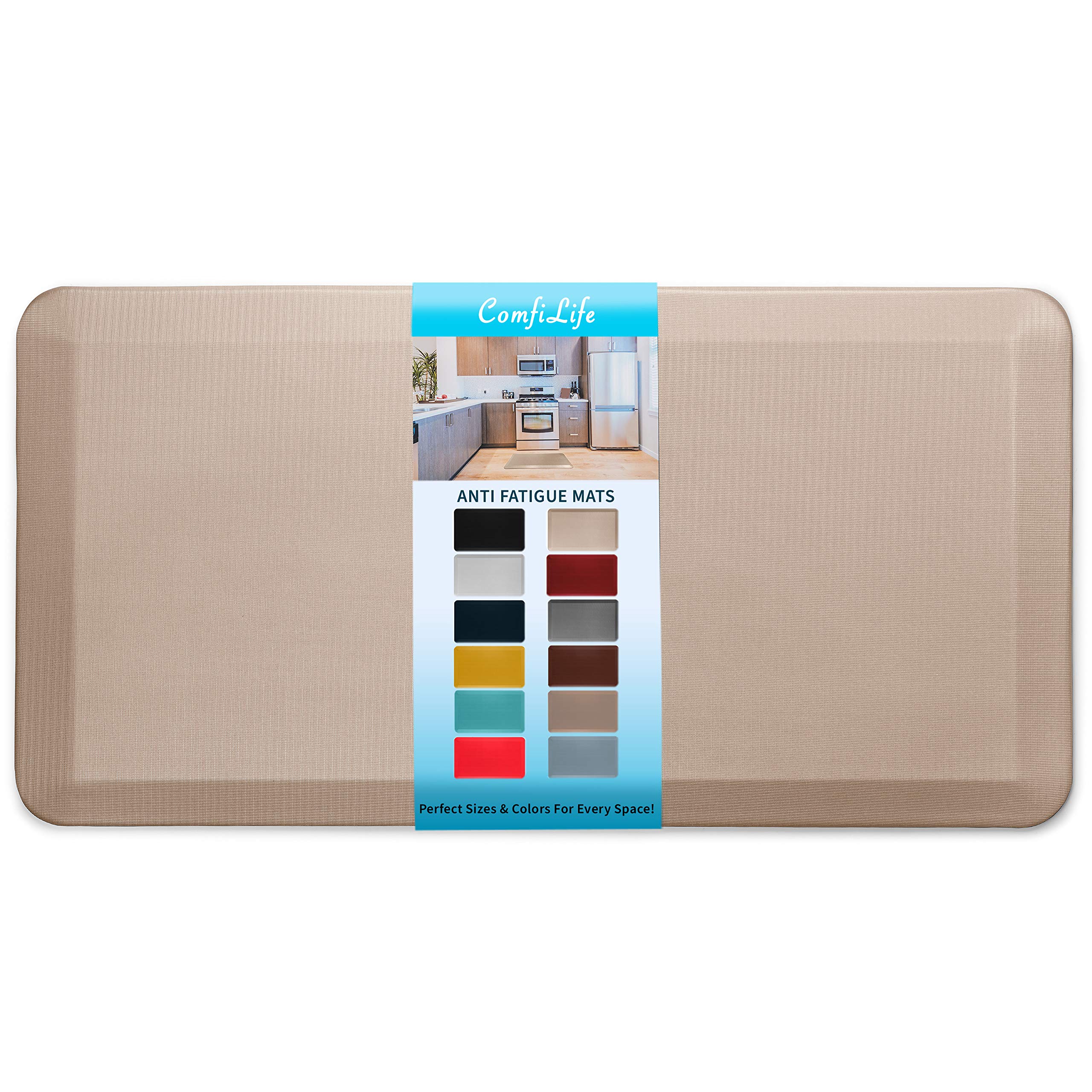 ComfiLife Anti Fatigue Floor Mat – 3/4 Inch Thick Kitchen Mats for Floor, Standing Desk Mat, Kitchen Rug – Comfort at Home, Office – Durable – Stain Resistant – Non-Slip Bottom (20" x 32", Black)