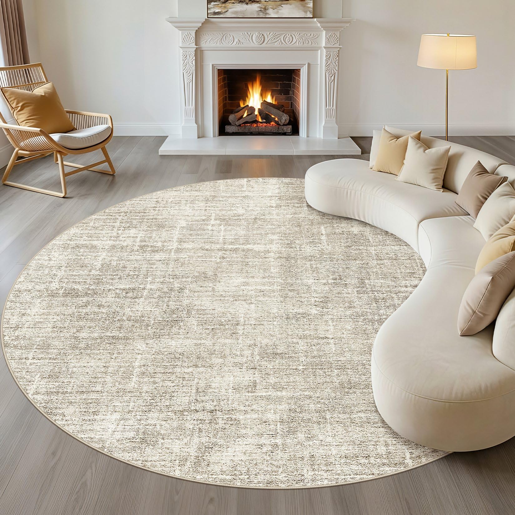 8x10 Area Rugs Living Room: Washable Large Neutral Brown Rug Abstract Soft Modern Stain Resistant Indoor Floor Non-Slip Carpet for Bedroom Nursery Kids Office Playroom Dining Room Under Table Home