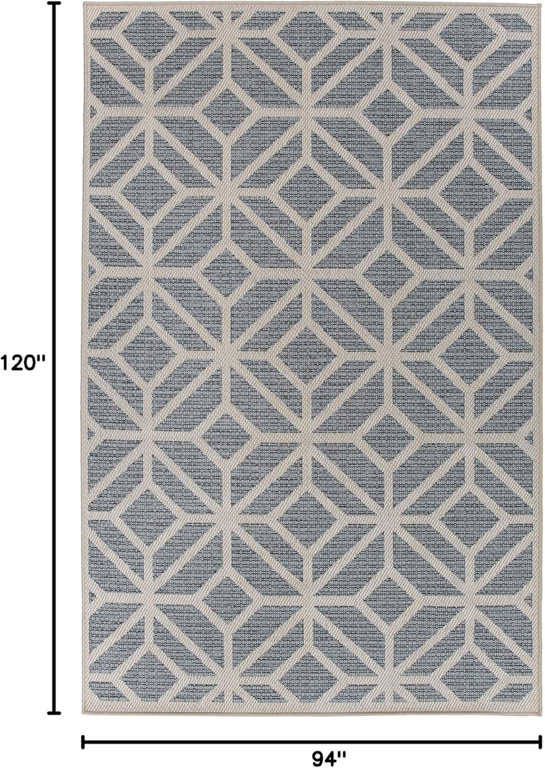 Rugshop Blue Contemporary Geometric Indoor/Outdoor Area Rug — Hose Washable for Living Room, Dining Room and Office, 7'10" x 10'