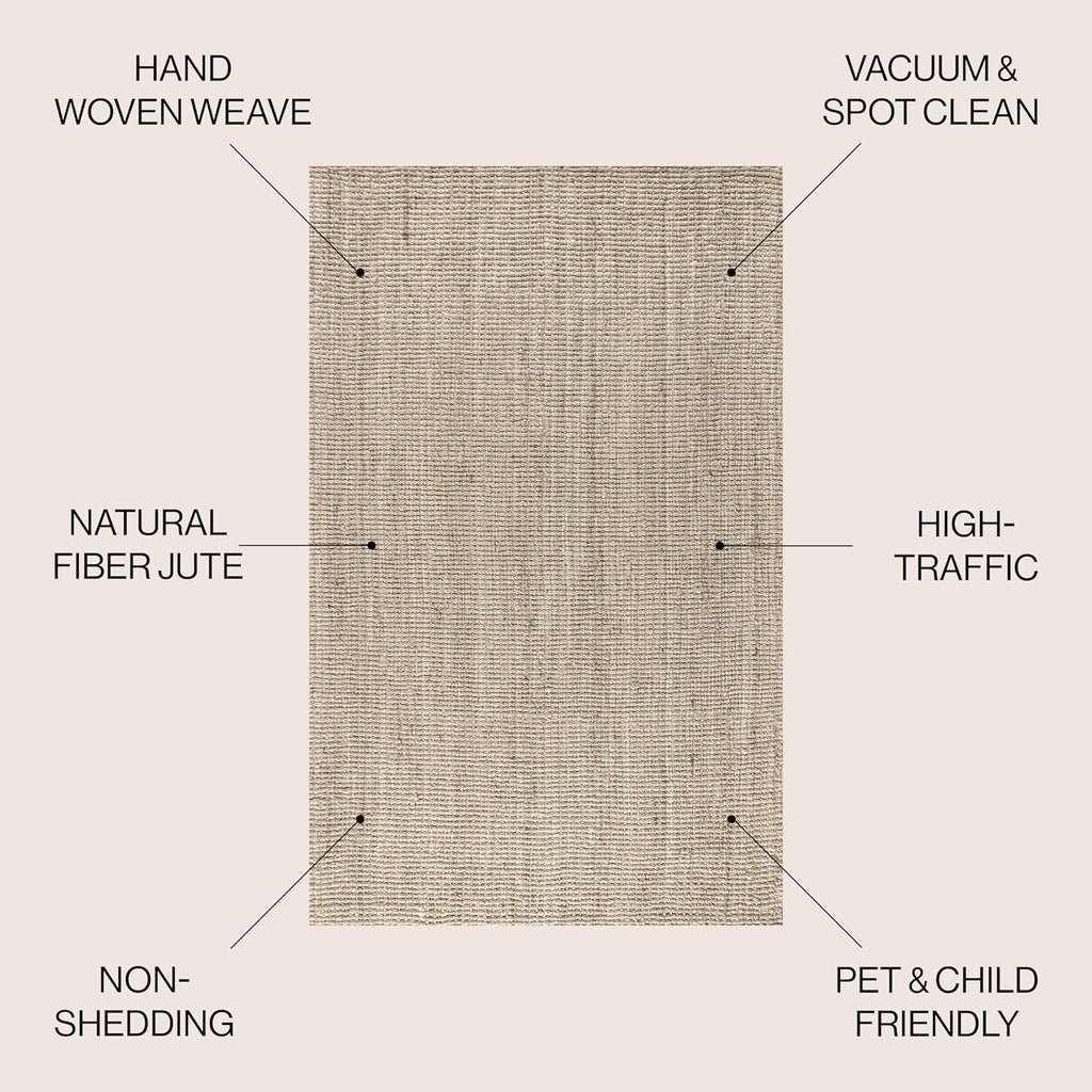 JONATHAN Y Pata Hand Woven Chunky Jute Light Ivory Indoor Area Rug, 5x8, Bohemian, Rustic, Cottage, Easy-Cleaning for Living Room, Bedroom, Kitchen, Non-Shedding (NRF102B-5)