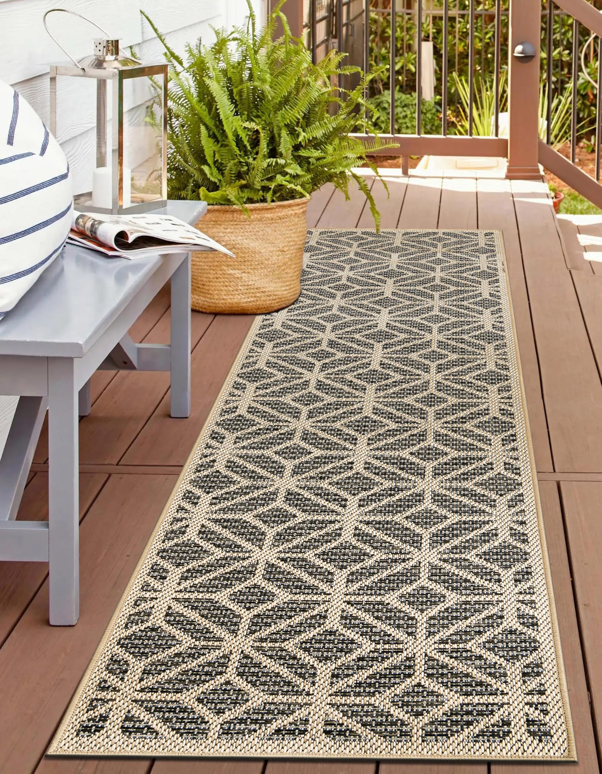 Rugshop Blue Contemporary Geometric Indoor/Outdoor Area Rug — Hose Washable for Living Room, Dining Room and Office, 7'10" x 10'
