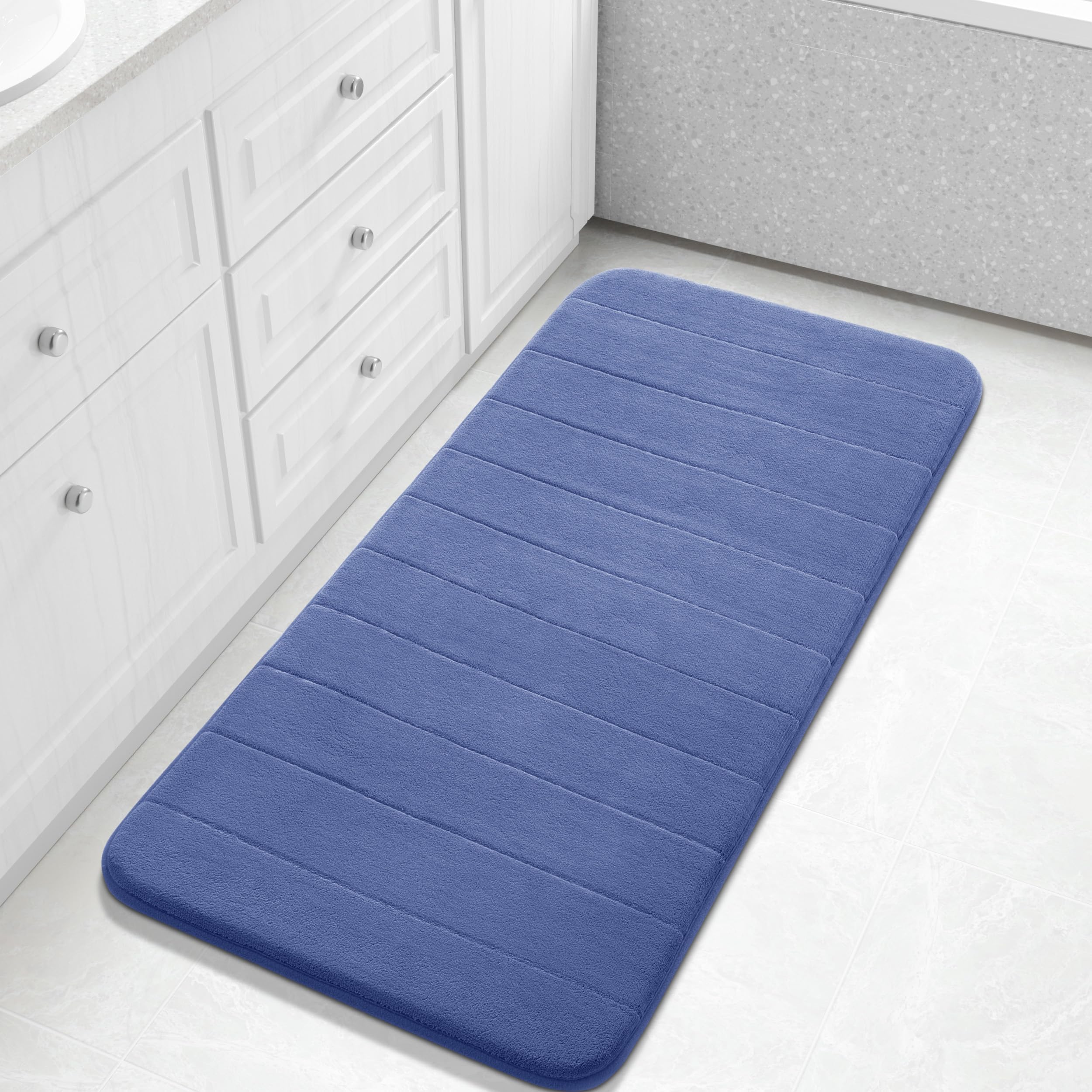 Yimobra Large Bath Mat 36"x24", Super Soft Quick Dry Memory Foam Bathroom Rug, Water Absorbent, Non Slip Backing Machine Washable for Tub Shower, Thick Comfort Support, Cream
