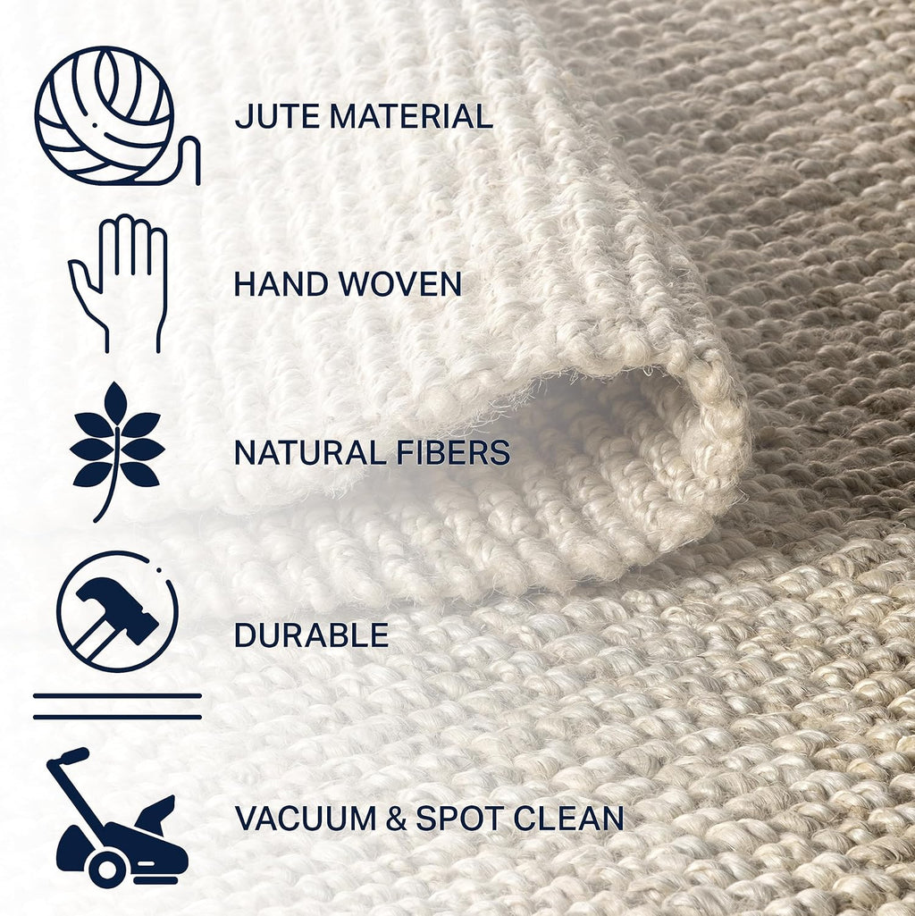 JONATHAN Y Pata Hand Woven Chunky Jute Light Ivory Indoor Area Rug, 5x8, Bohemian, Rustic, Cottage, Easy-Cleaning for Living Room, Bedroom, Kitchen, Non-Shedding (NRF102B-5)