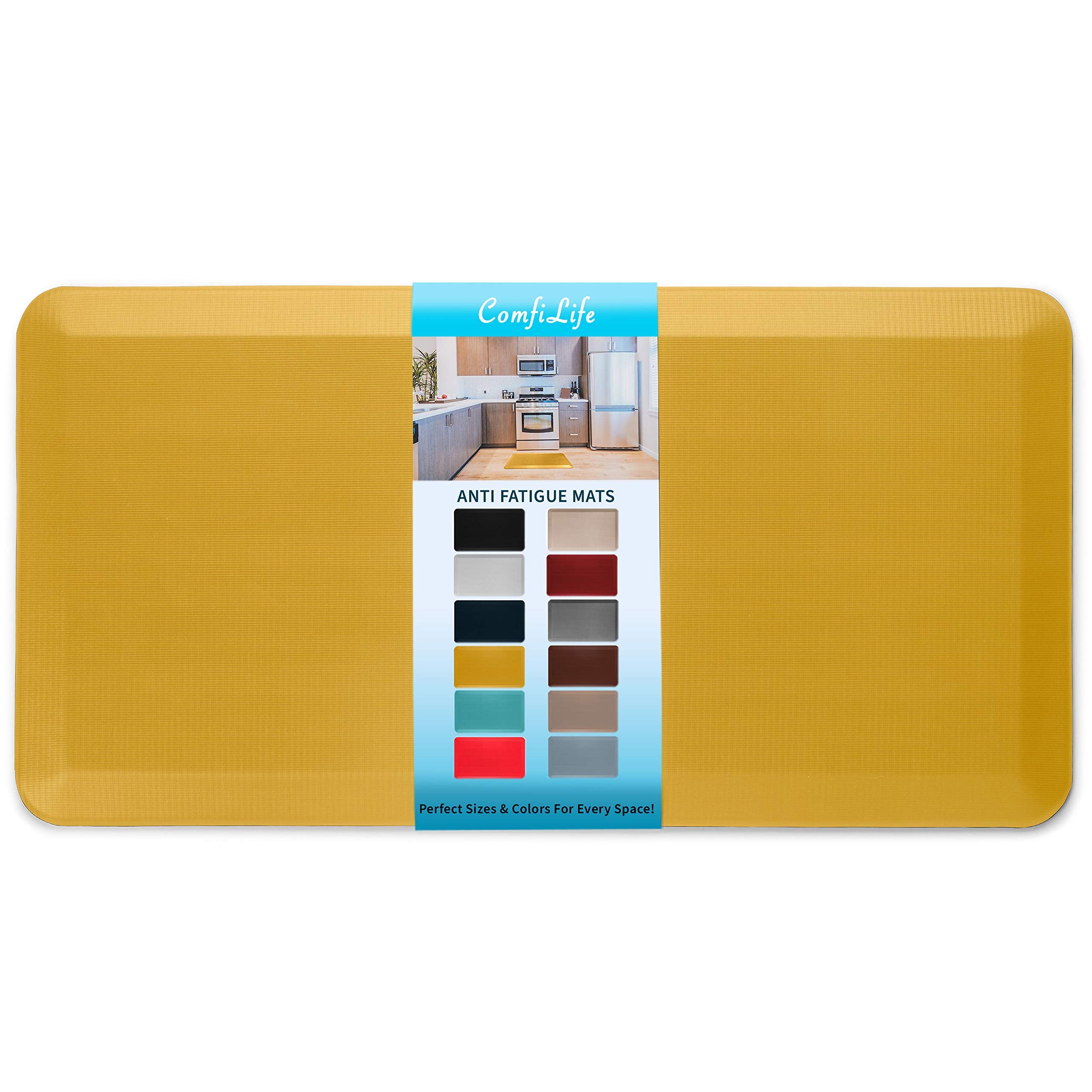 ComfiLife Anti Fatigue Floor Mat – 3/4 Inch Thick Kitchen Mats for Floor, Standing Desk Mat, Kitchen Rug – Comfort at Home, Office – Durable – Stain Resistant – Non-Slip Bottom (20" x 32", Black)