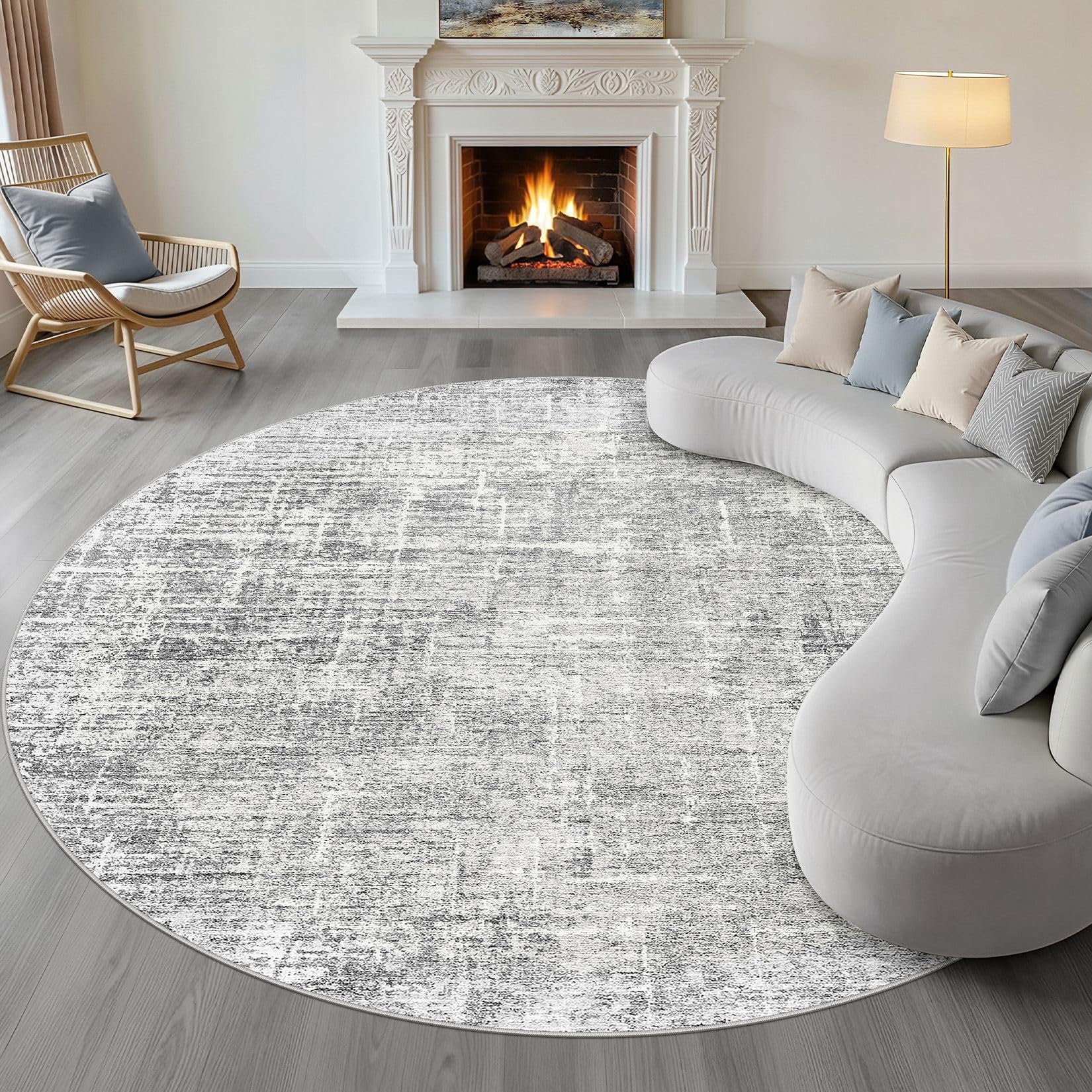 8x10 Area Rugs Living Room: Washable Large Neutral Brown Rug Abstract Soft Modern Stain Resistant Indoor Floor Non-Slip Carpet for Bedroom Nursery Kids Office Playroom Dining Room Under Table Home