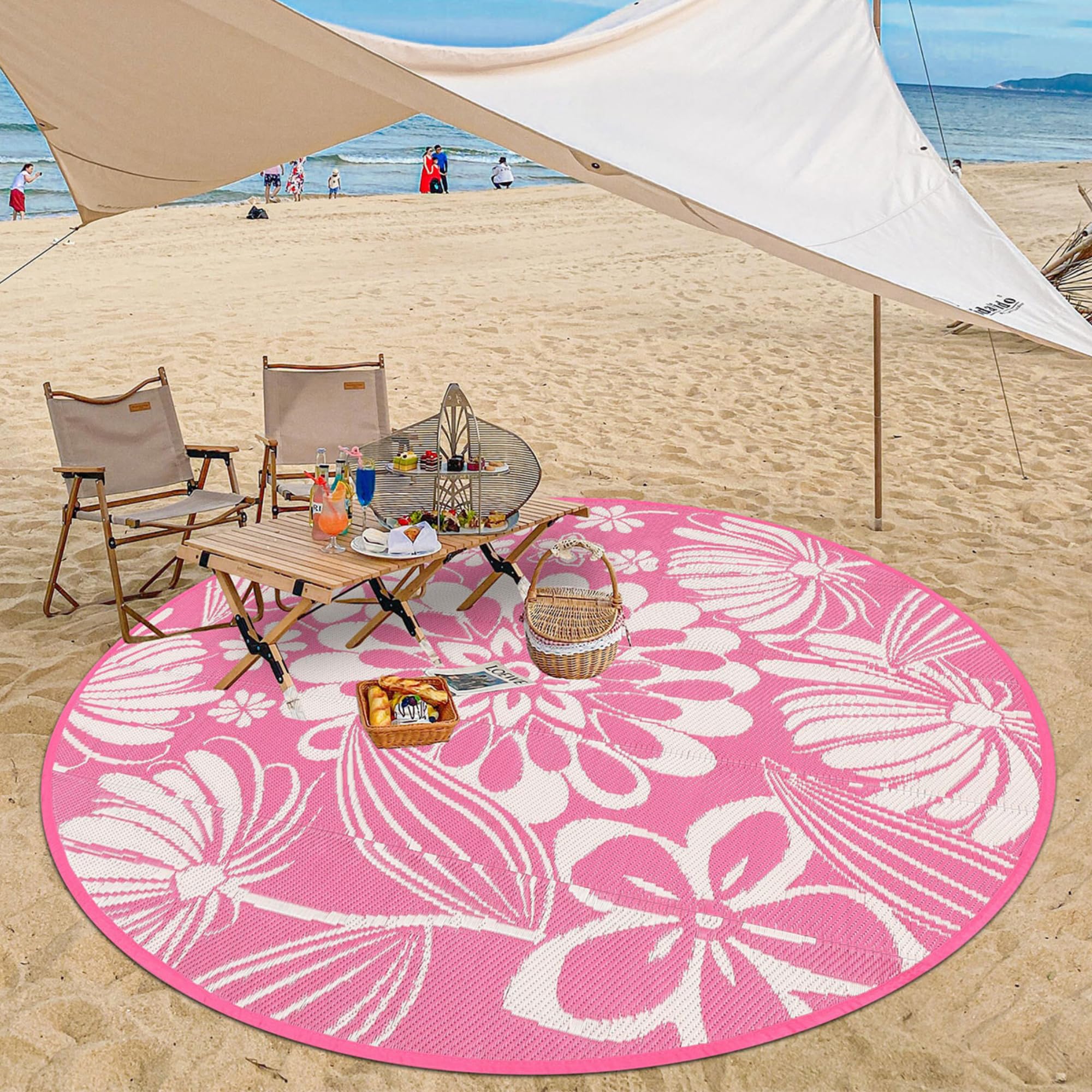 Ileading Reversible Plastic Outdoor Rug Modern Geometric Style Patio Straw Mat Waterproof Deck Carpets Non Shedding Portable Area Rugs for RV Beach Backyard Outside Pool Picnic Camping(6'x9'Grey)