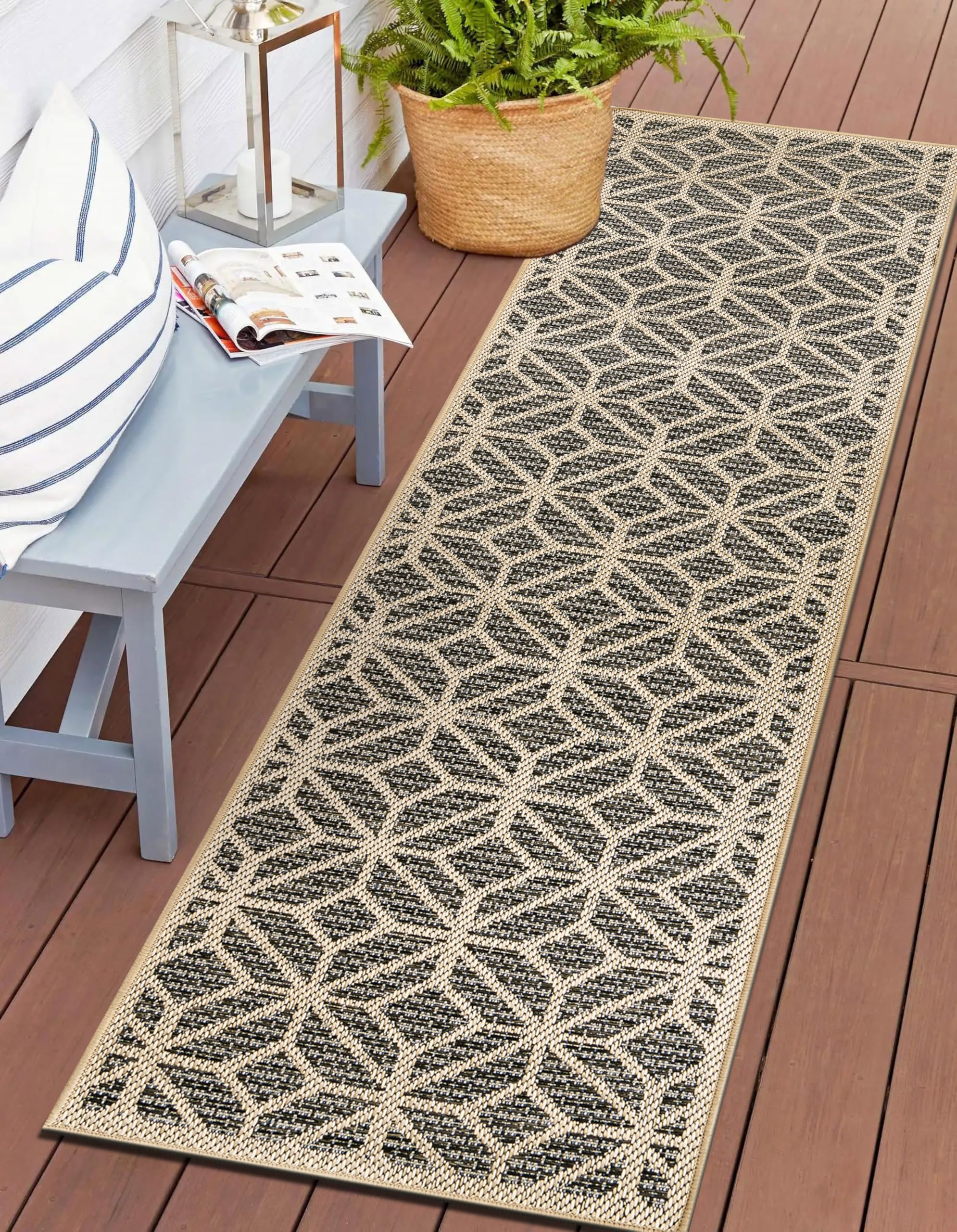 Rugshop Blue Contemporary Geometric Indoor/Outdoor Area Rug — Hose Washable for Living Room, Dining Room and Office, 7'10" x 10'