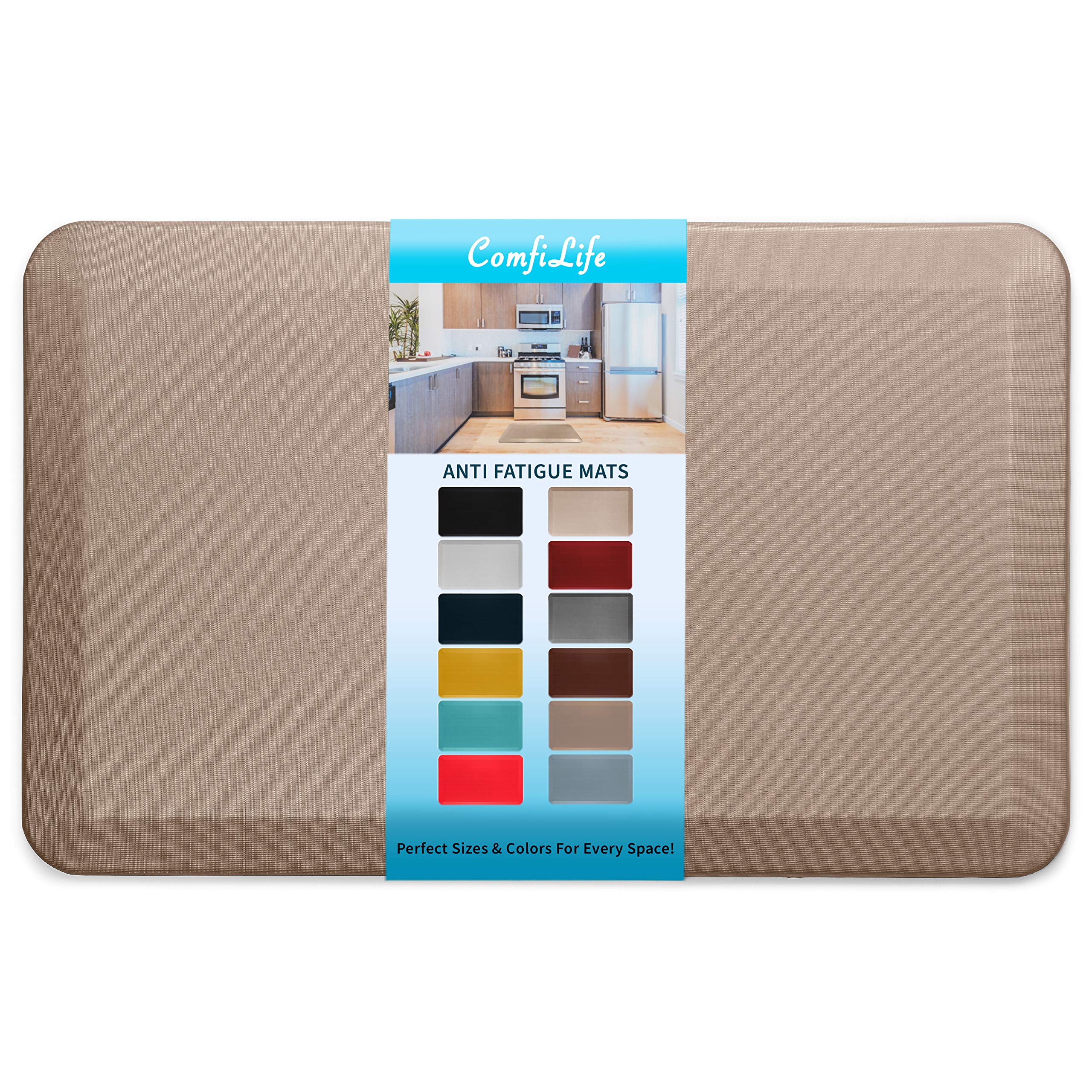 ComfiLife Anti Fatigue Floor Mat – 3/4 Inch Thick Kitchen Mats for Floor, Standing Desk Mat, Kitchen Rug – Comfort at Home, Office – Durable – Stain Resistant – Non-Slip Bottom (20" x 32", Black)