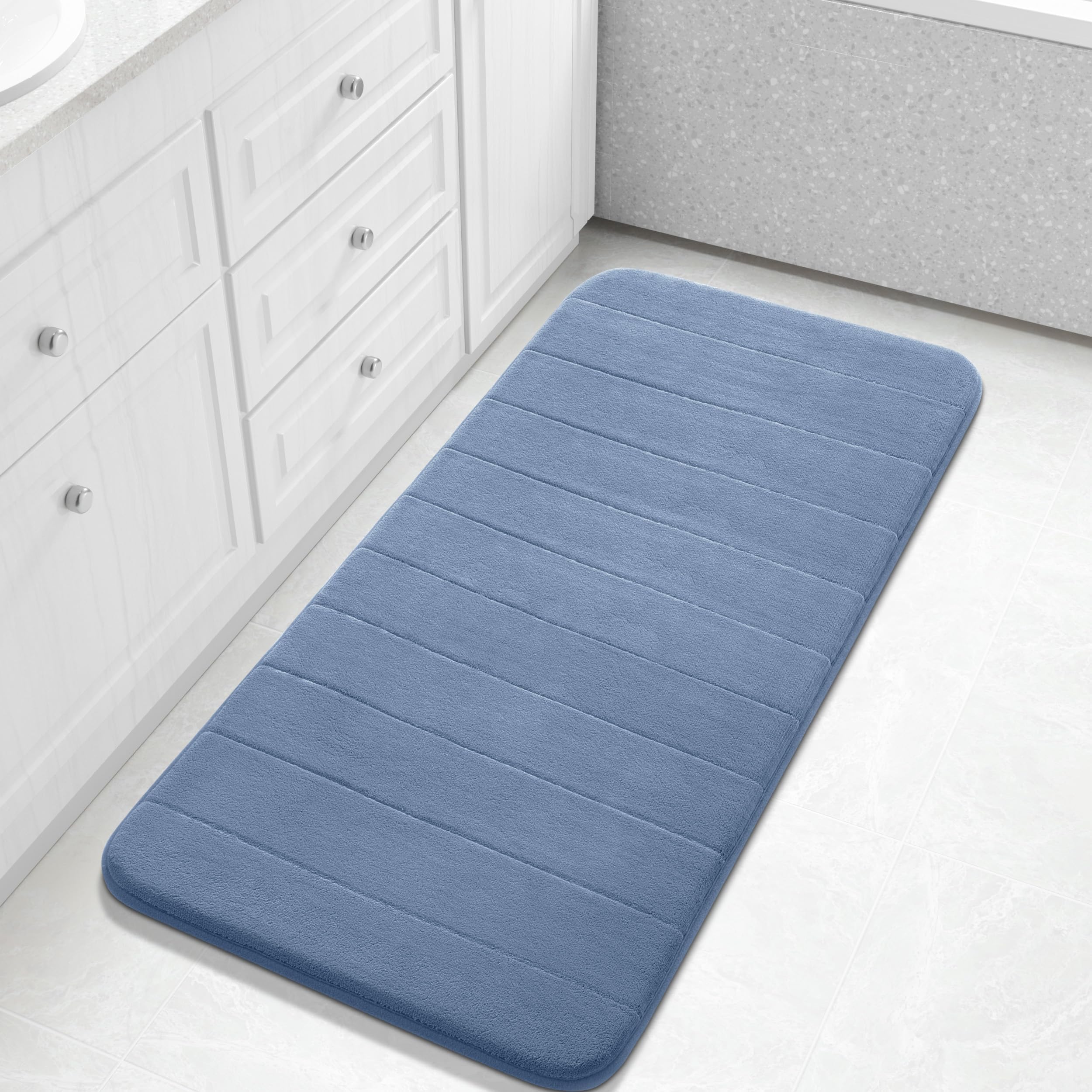 Yimobra Large Bath Mat 36"x24", Super Soft Quick Dry Memory Foam Bathroom Rug, Water Absorbent, Non Slip Backing Machine Washable for Tub Shower, Thick Comfort Support, Cream