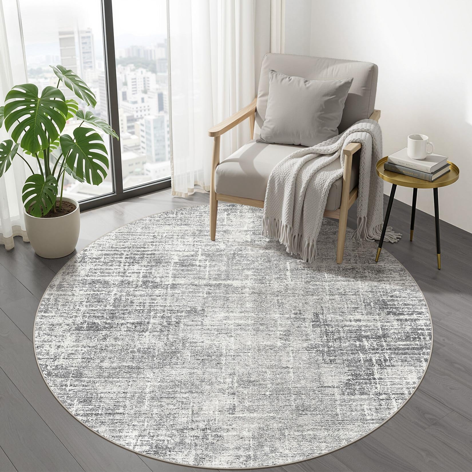 8x10 Area Rugs Living Room: Washable Large Neutral Brown Rug Abstract Soft Modern Stain Resistant Indoor Floor Non-Slip Carpet for Bedroom Nursery Kids Office Playroom Dining Room Under Table Home