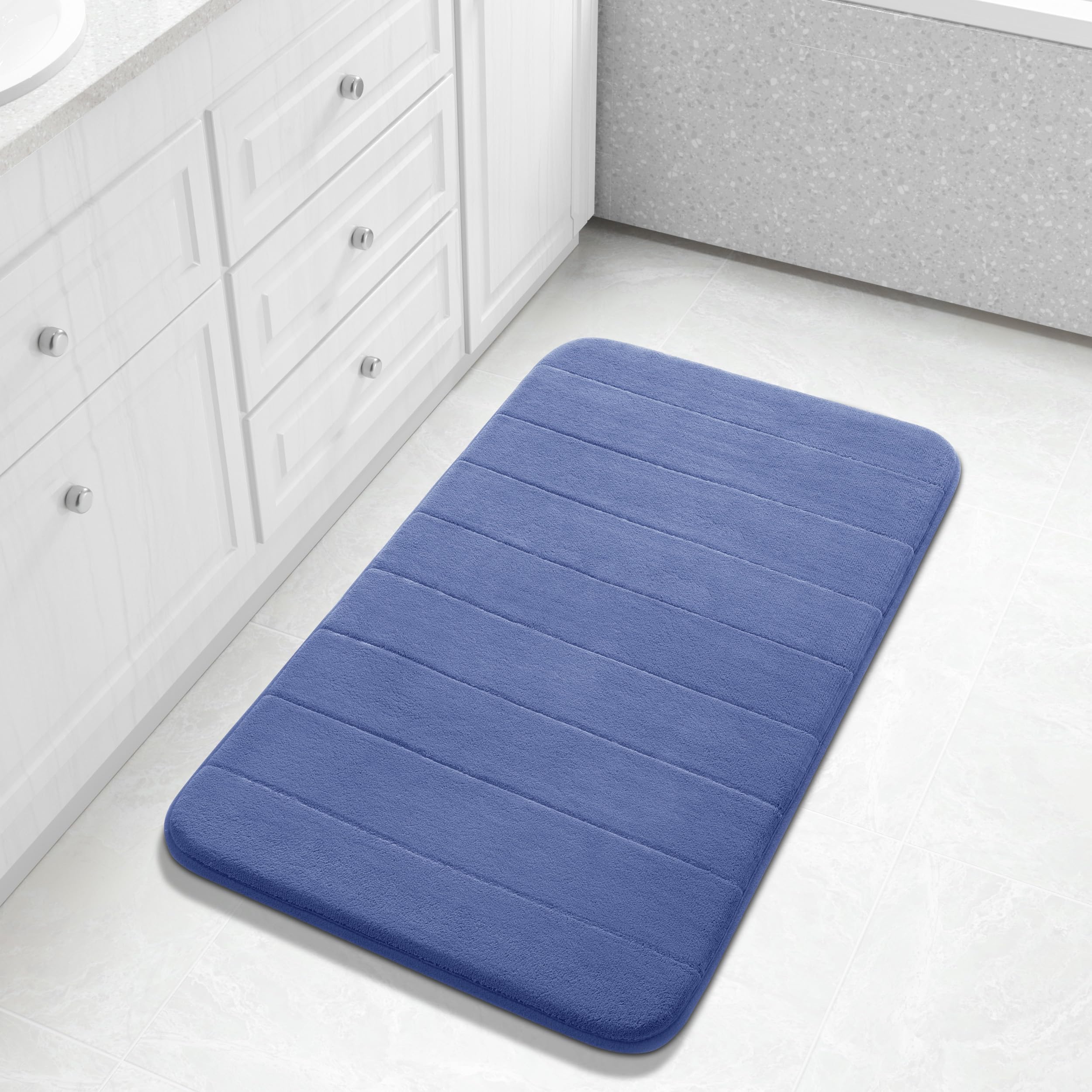 Yimobra Large Bath Mat 36"x24", Super Soft Quick Dry Memory Foam Bathroom Rug, Water Absorbent, Non Slip Backing Machine Washable for Tub Shower, Thick Comfort Support, Cream