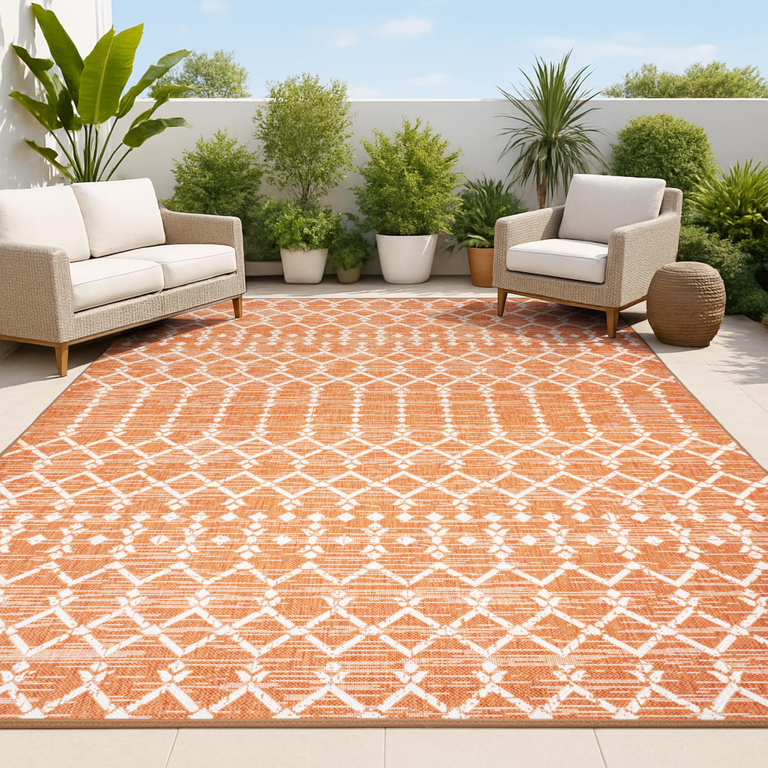 JONATHAN Y Moroccan Geometric Indoor Outdoor Area Rug 5X8 Natural/Black, Ourika Textured Weave for Backyard, Patio, Porch, Easy-Cleaning, High Traffic, Pet-Friendly, Non-Shedding (SMB108D-5)