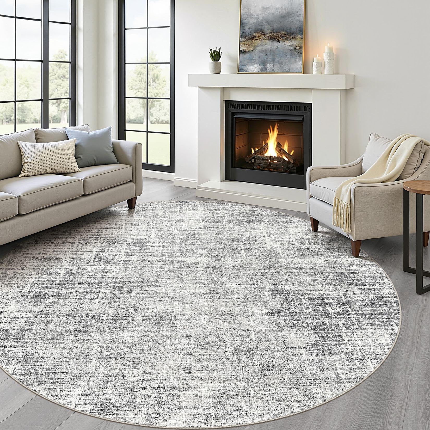 8x10 Area Rugs Living Room: Washable Large Neutral Brown Rug Abstract Soft Modern Stain Resistant Indoor Floor Non-Slip Carpet for Bedroom Nursery Kids Office Playroom Dining Room Under Table Home