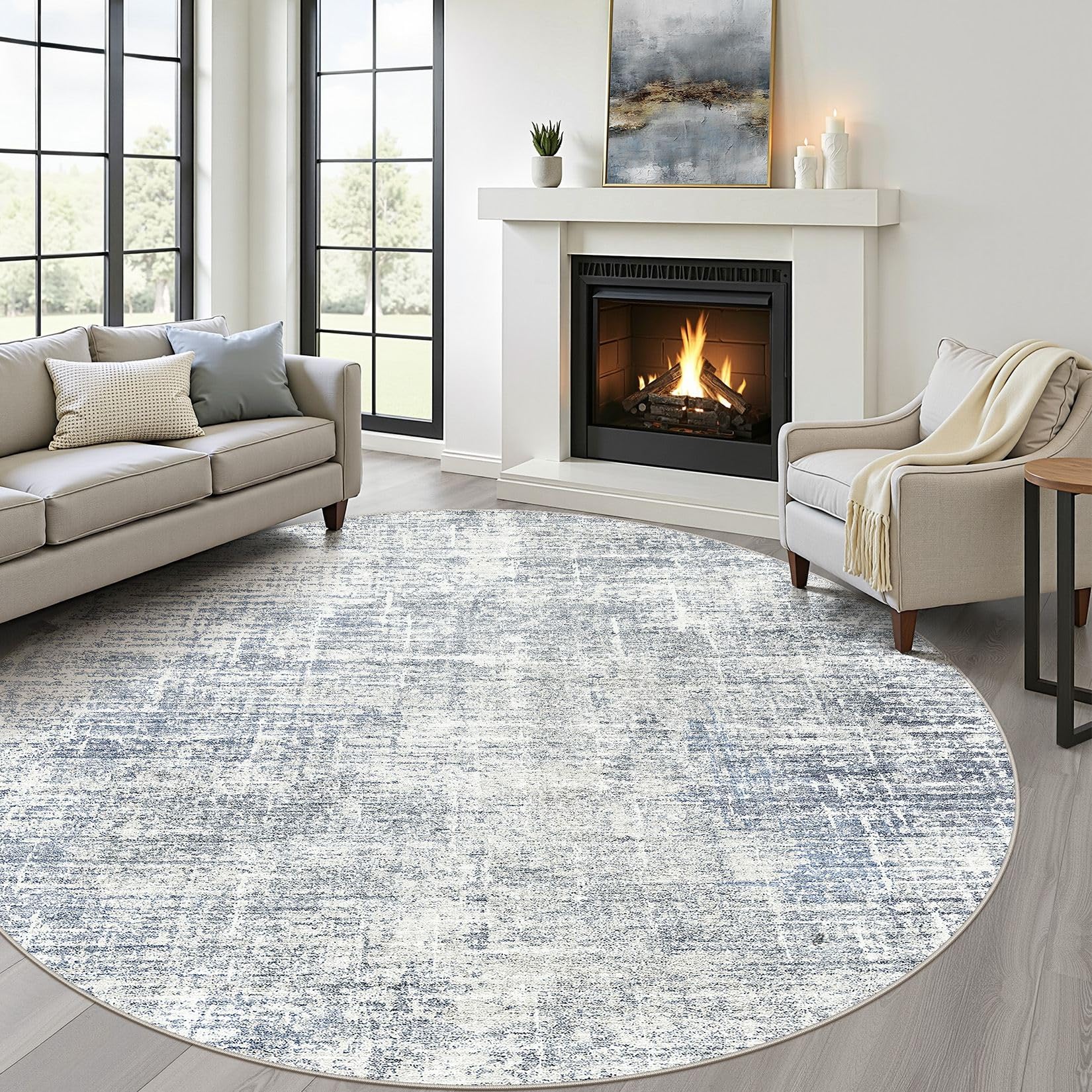 8x10 Area Rugs Living Room: Washable Large Neutral Brown Rug Abstract Soft Modern Stain Resistant Indoor Floor Non-Slip Carpet for Bedroom Nursery Kids Office Playroom Dining Room Under Table Home